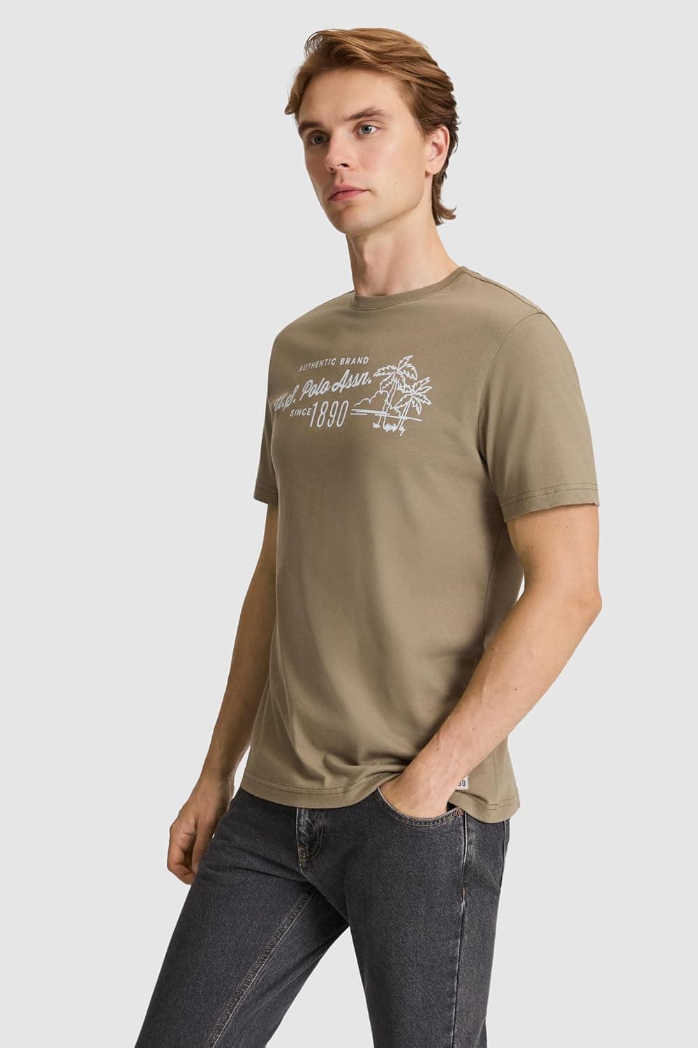 تیشرت مردانه U.S. POLO ASSN. خاکی مدل 50327202-VR027 تیشرت مردانه U.S. POLO ASSN. خاکی مدل 50327202-VR027