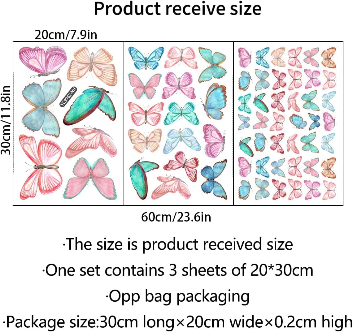 برچسب دیواری پروانهای برای اتاق کودکان و دختران clothmile شبتاب آبی 64 تکه طرح آبرنگی برچسب دیواری پروانهای برای اتاق کودکان و دختران clothmile شبتاب آبی 64 تکه طرح آبرنگی