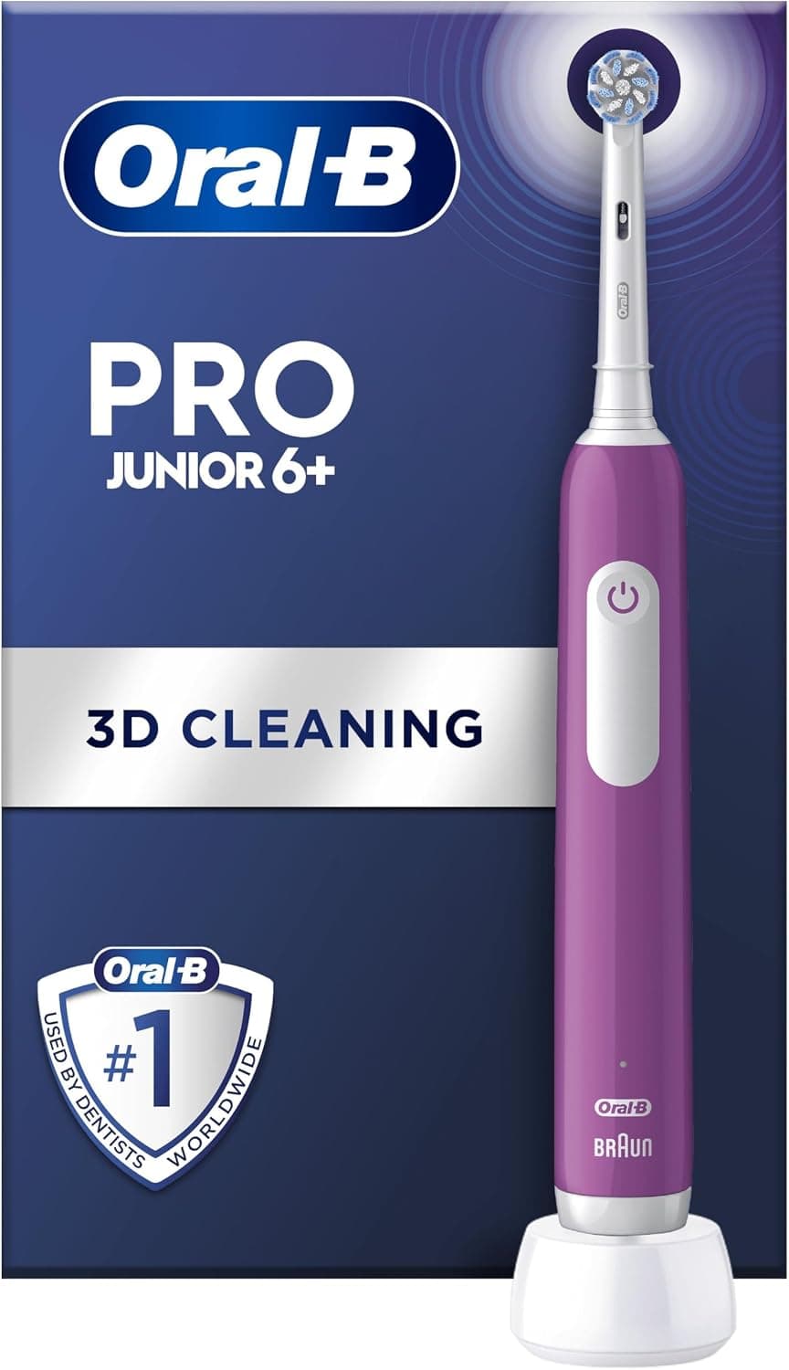 مسواک برقی کودک Oral-B Pro Junior با ۳ حالت و سری یدک، بنفش مسواک برقی کودک Oral-B Pro Junior با ۳ حالت و سری یدک، بنفش
