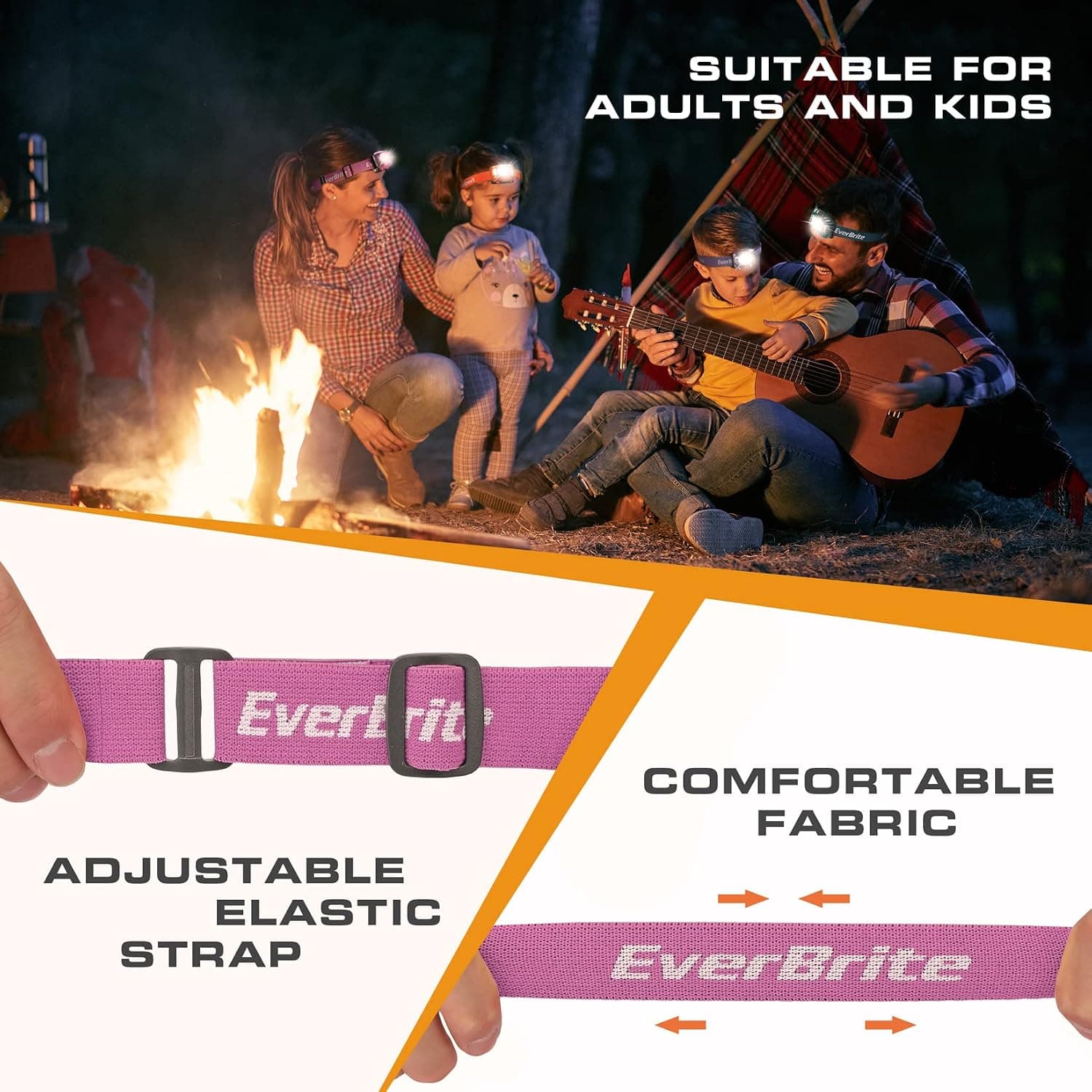 چراغ پیشانی LED EverBrite باتریخور با روشنایی 150-300 LM بسته ۲ عددی صورتی چراغ پیشانی LED EverBrite باتریخور با روشنایی 150-300 LM بسته ۲ عددی صورتی