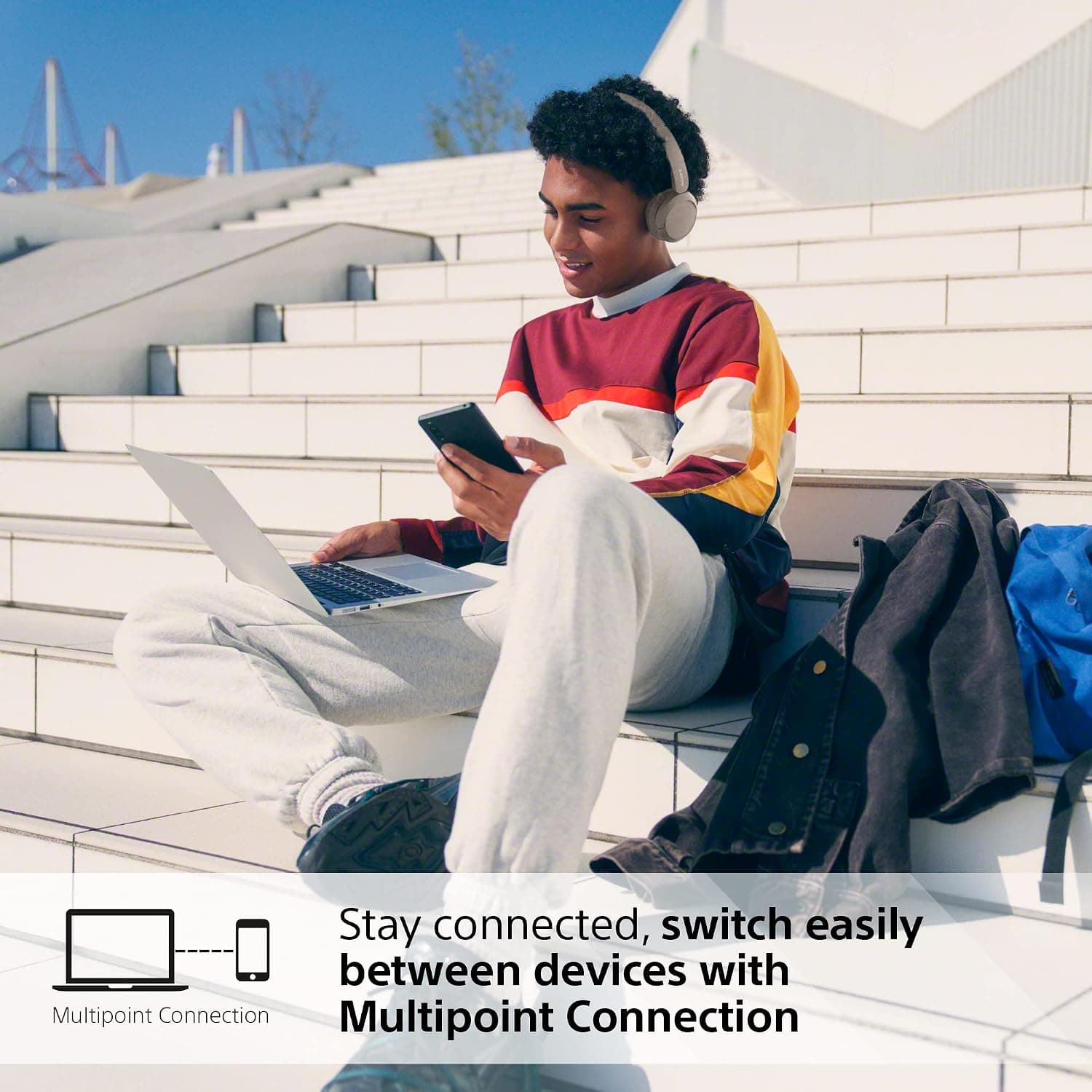 هدفون روگوشی بیسیم Bluetooth Sony بژ با شارژدهی تا 50 ساعت و شارژ سریع مدل WH-CH520 هدفون روگوشی بیسیم Bluetooth Sony بژ با شارژدهی تا 50 ساعت و شارژ سریع مدل WH-CH520