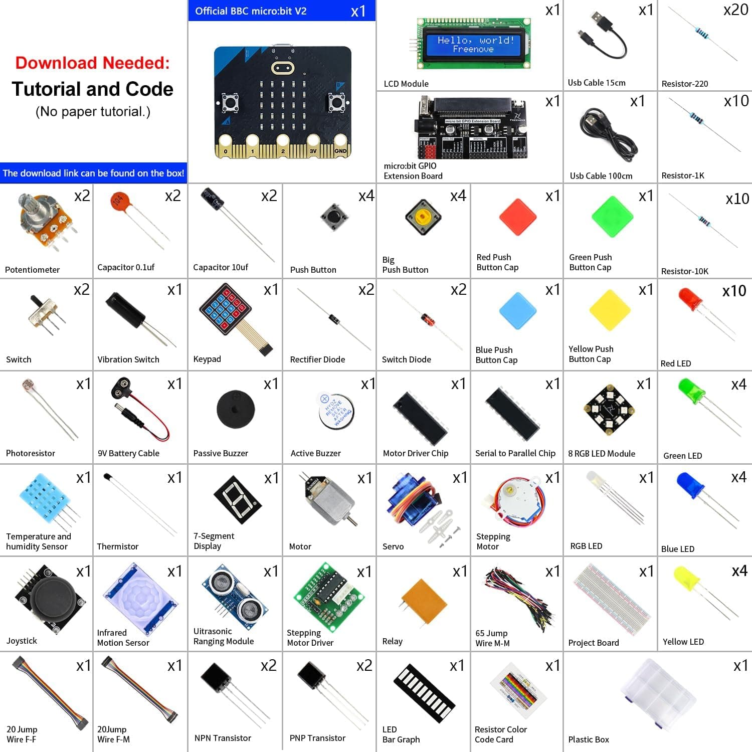 کیت شروع FREENOVE برای BBC Micro:bit با V2، 225 قطعه، 44 پروژه و کد Python کیت شروع FREENOVE برای BBC Micro:bit با V2، 225 قطعه، 44 پروژه و کد Python