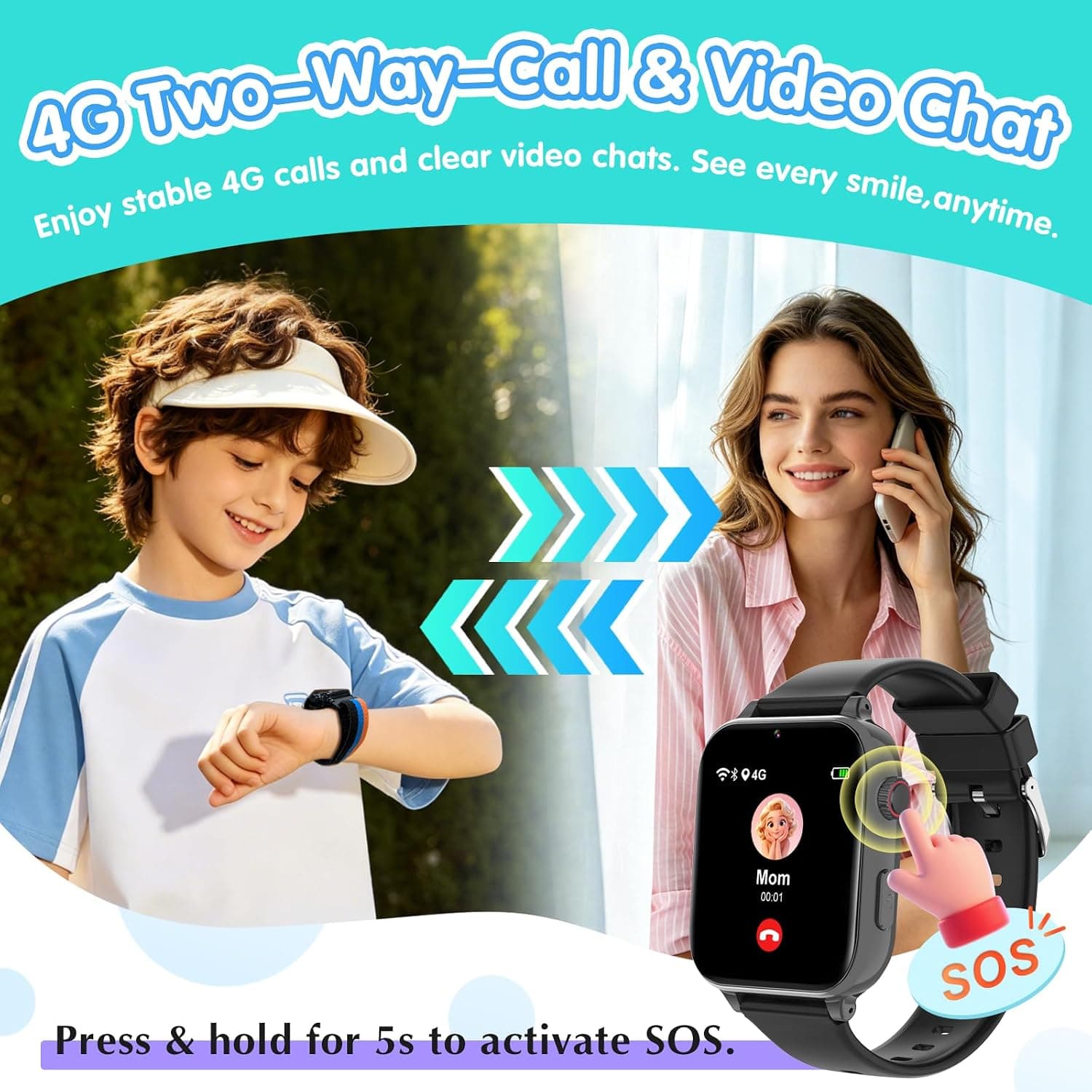 ساعت هوشمند دخترانه و پسرانه Ciffom با ردیاب GPS، تماس 4G دوطرفه و SOS مناسب 4-12 سال ساعت هوشمند دخترانه و پسرانه Ciffom با ردیاب GPS، تماس 4G دوطرفه و SOS مناسب 4-12 سال