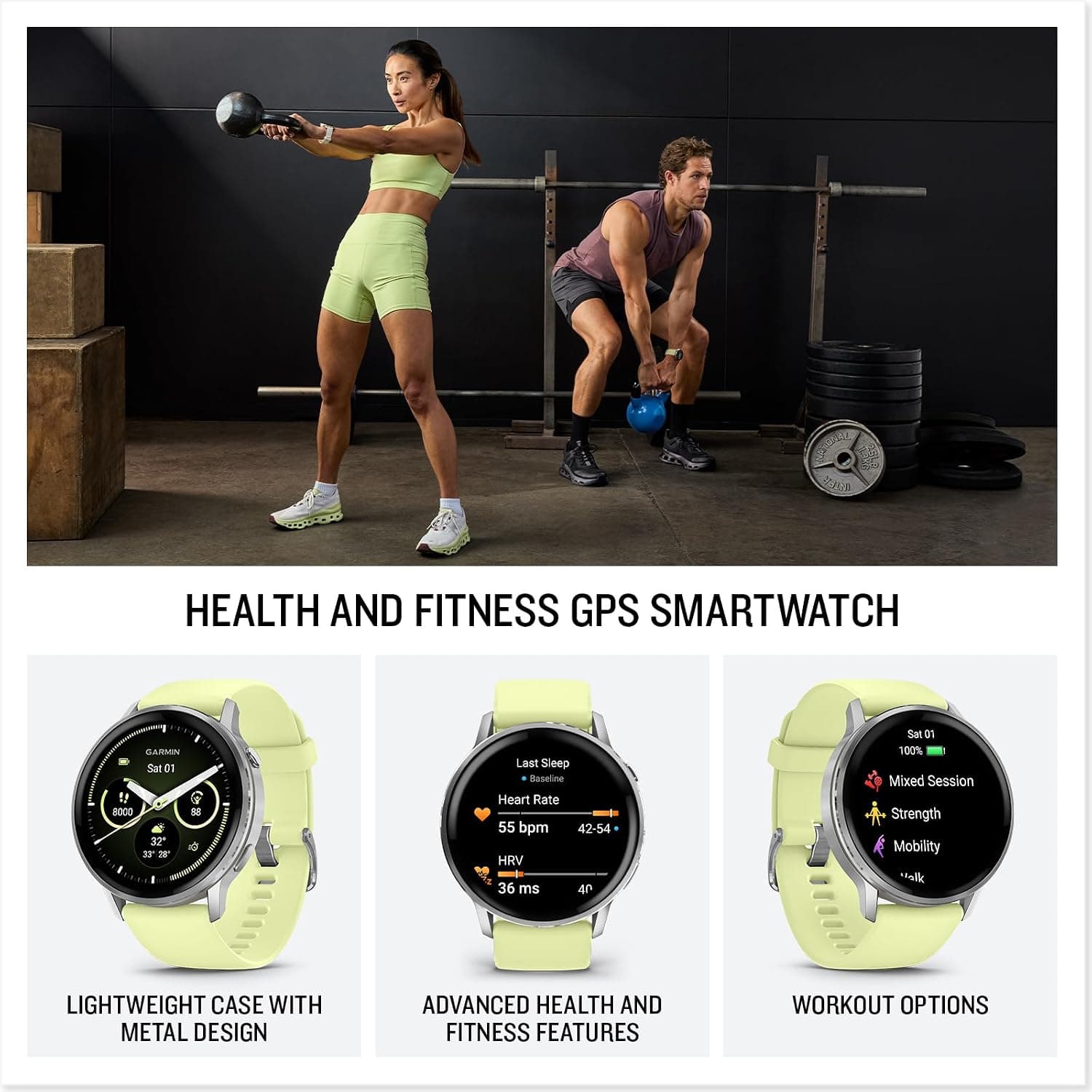 ساعت هوشمند Garmin با بند سیلیکونی نقرهای و زرد مدل Venu 4-45 mm ساعت هوشمند Garmin با بند سیلیکونی نقرهای و زرد مدل Venu 4-45 mm