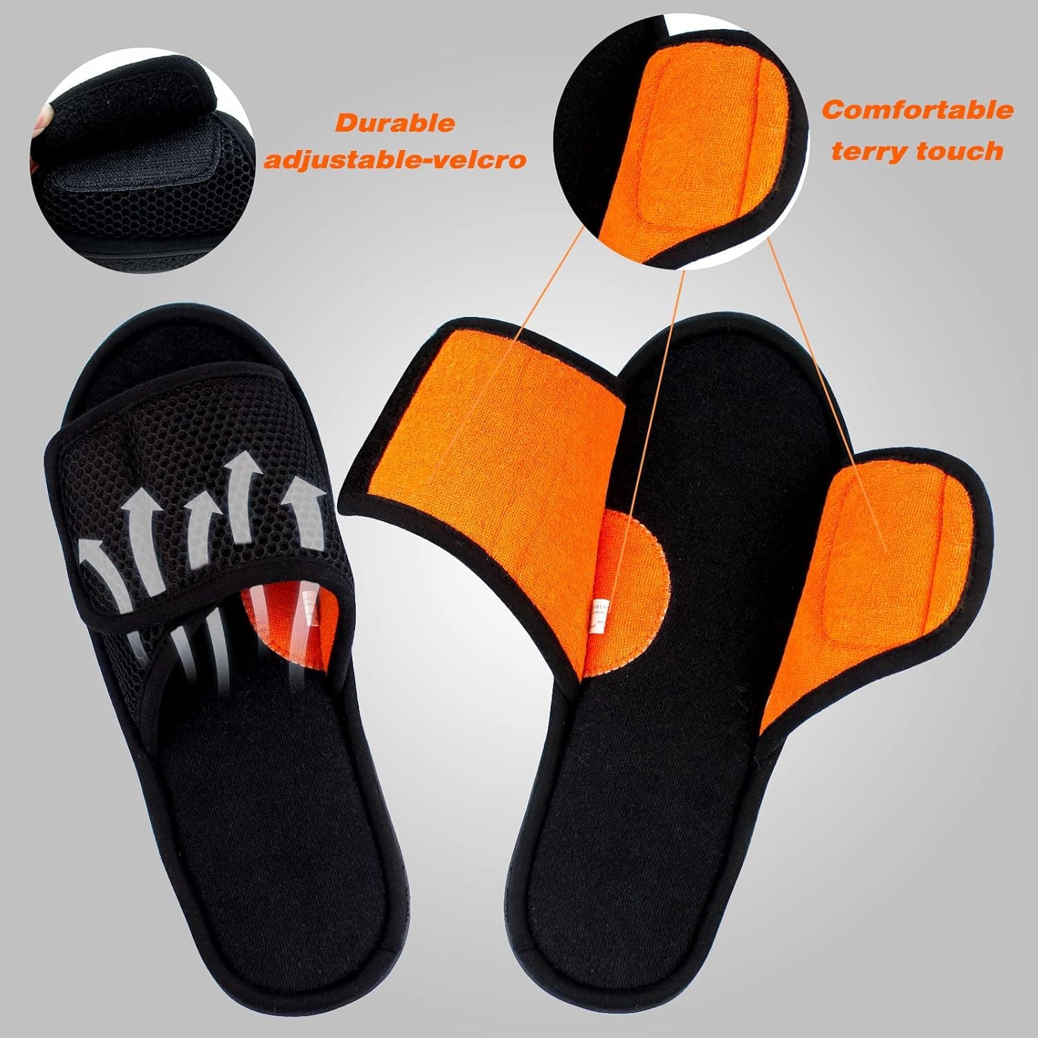 دمپایی خانگی مردانه WALKFUN قابل تنظیم پنجه باز با کفی حافظهدار دمپایی خانگی مردانه WALKFUN قابل تنظیم پنجه باز با کفی حافظهدار
