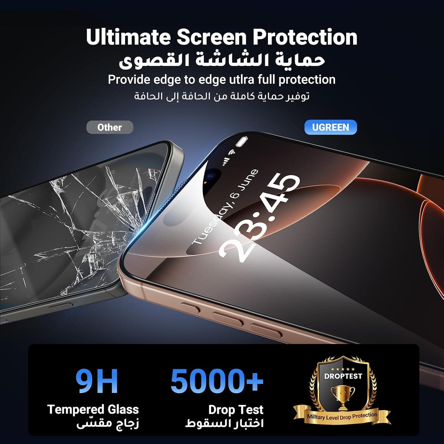 محافظ صفحه نمایش UGREEN iPhone 16 Pro Max نصب خودتراز 2 عددی محافظ صفحه نمایش UGREEN iPhone 16 Pro Max نصب خودتراز 2 عددی