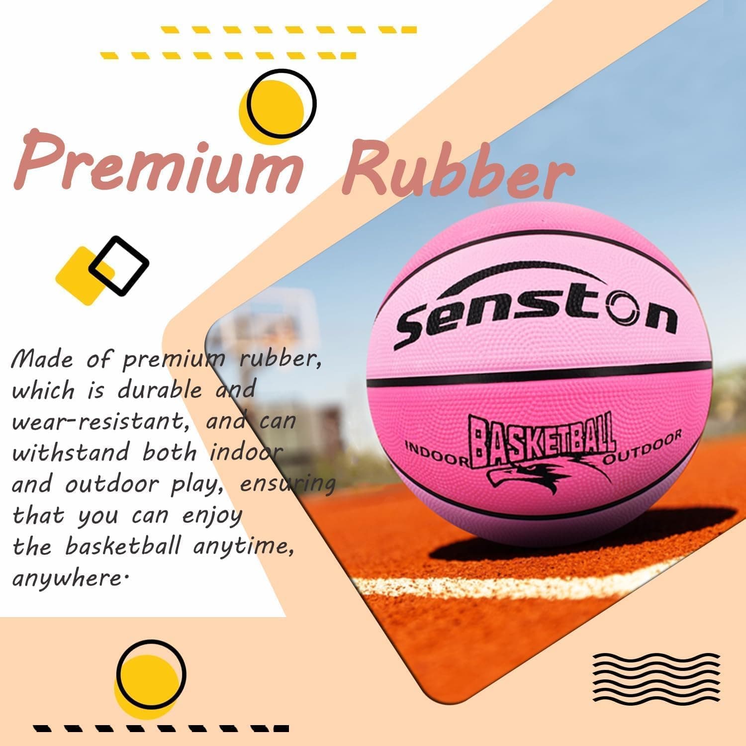 توپ بسکتبال نوجوانان Senston سایز 5 لاستیکی 27.5 inch توپ بسکتبال نوجوانان Senston سایز 5 لاستیکی 27.5 inch