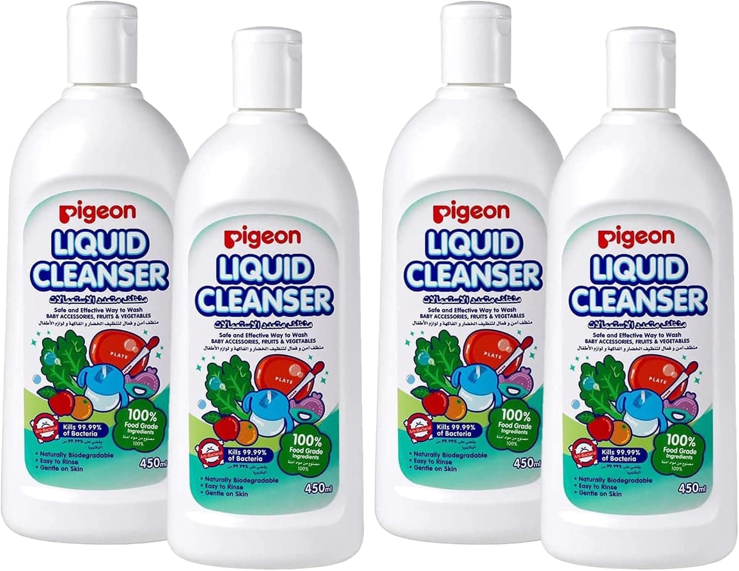 مایع شستشوی لوازم کودک، میوه و سبزی Pigeon سفید 450ml 2 عددی مایع شستشوی لوازم کودک، میوه و سبزی Pigeon سفید 450ml 2 عددی