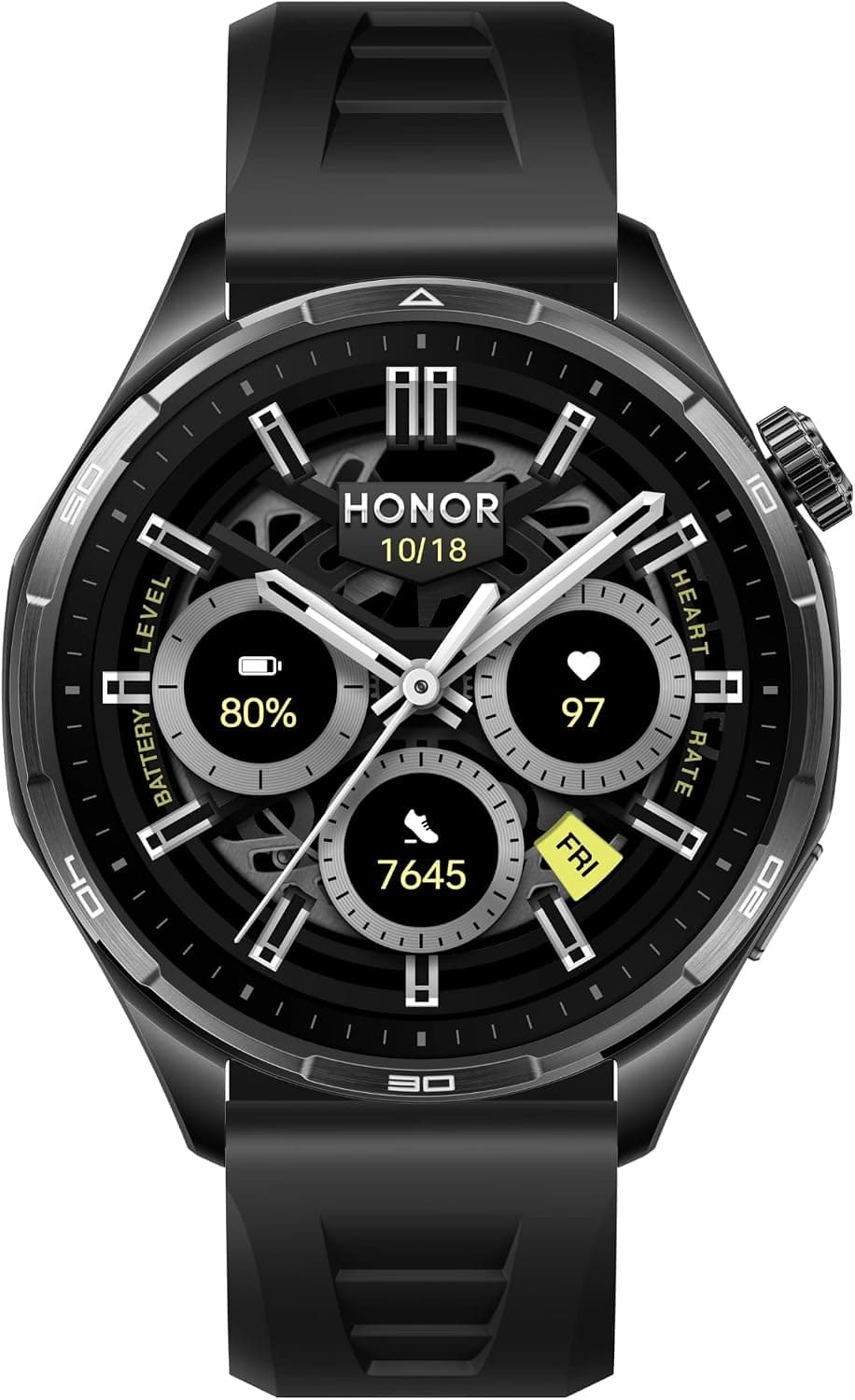 ساعت هوشمند HONOR، باتری ۳۵ روزه، GPS دو بانده، ۱۲۳ حالت ورزشی، نمایشگر AMOLED، پایش سلامت AI، مشکی سایهای ساعت هوشمند HONOR، باتری ۳۵ روزه، GPS دو بانده، ۱۲۳ حالت ورزشی، نمایشگر AMOLED، پایش سلامت AI، مشکی سایهای