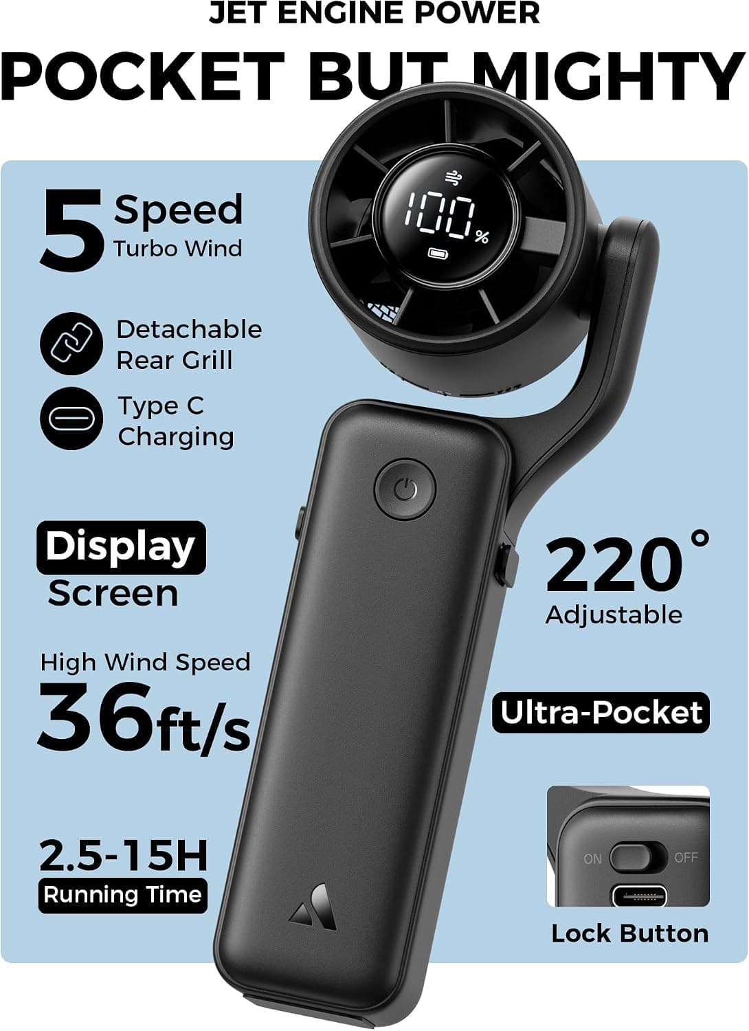 فن قابل حمل زنانه Aecooly سهکاره دستآزاد 15000 RPM فن قابل حمل زنانه Aecooly سهکاره دستآزاد 15000 RPM
