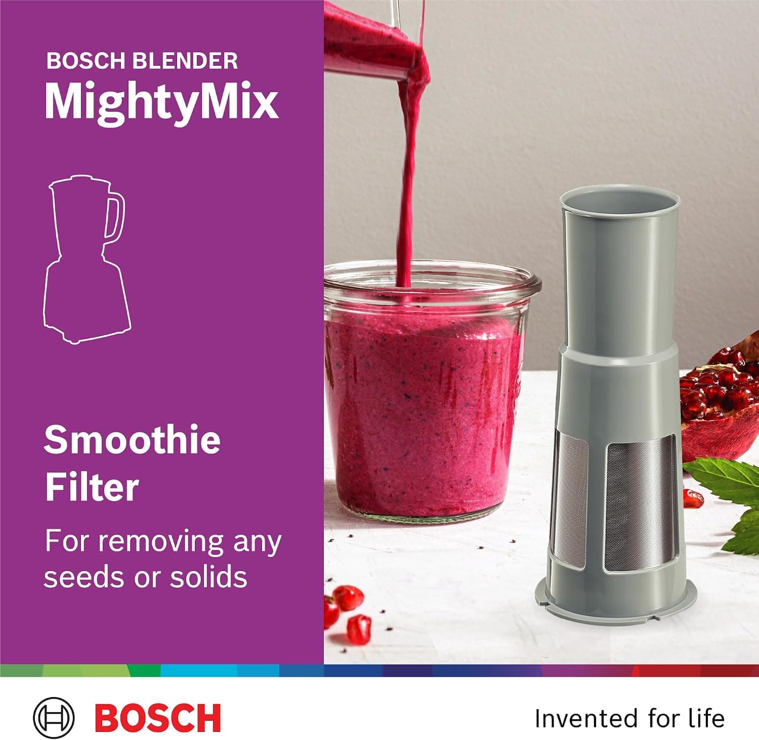 مخلوطکن BOSCH 600 W 1500 ml با فیلتر اسموتی و آسیاب مدل Mightymixx مخلوطکن BOSCH 600 W 1500 ml با فیلتر اسموتی و آسیاب مدل Mightymixx