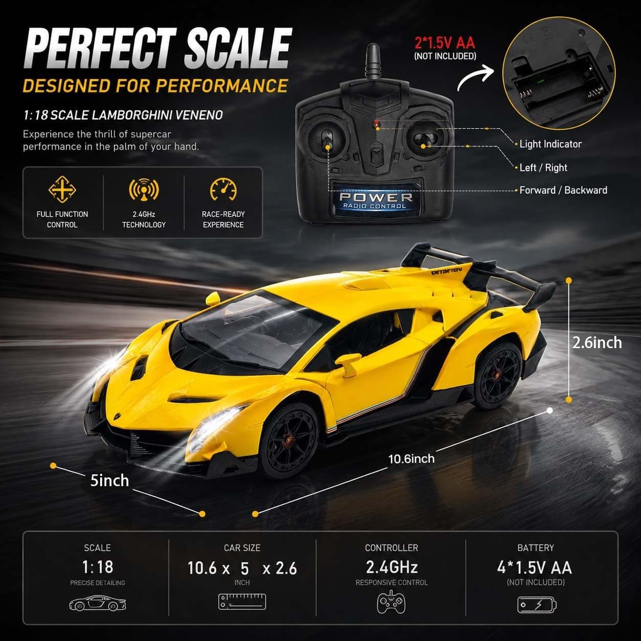 ماشین کنترلی LAFALA مدل Lamborghini مقیاس 1:18 زرد ماشین کنترلی LAFALA مدل Lamborghini مقیاس 1:18 زرد