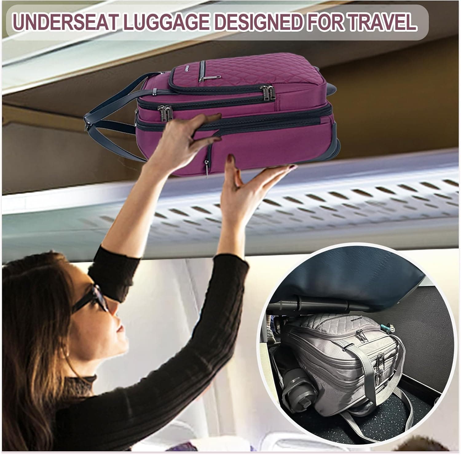 چمدان کابین زیرصندلی EMPSIGN چرخدار 16" زرشکی چمدان کابین زیرصندلی EMPSIGN چرخدار 16" زرشکی