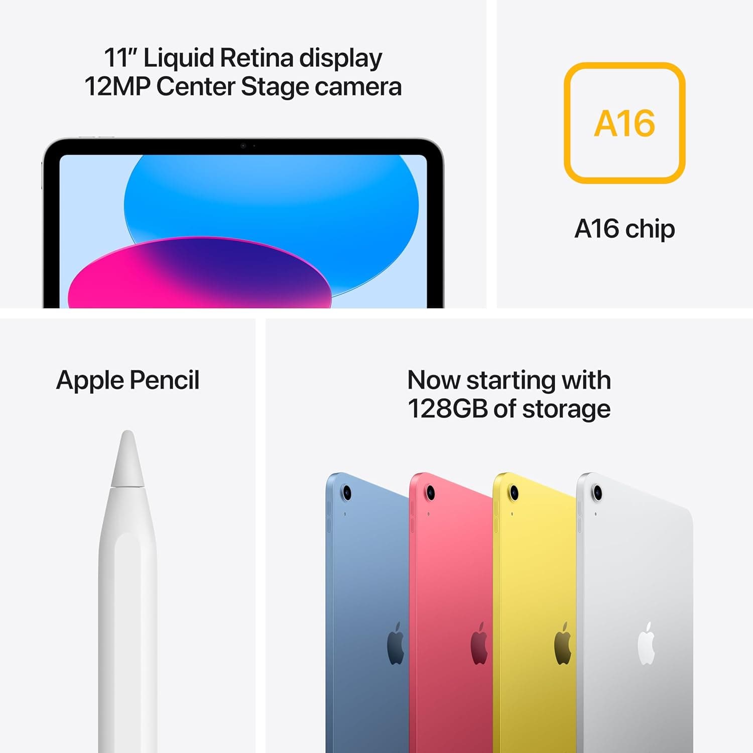 تبلت Apple با تراشه A16، نمایشگر 11-inch Liquid Retina، حافظه 256GB، Wi-Fi 6، دوربین 12MP جلو و پشت، Touch ID، آبی تبلت Apple با تراشه A16، نمایشگر 11-inch Liquid Retina، حافظه 256GB، Wi-Fi 6، دوربین 12MP جلو و پشت، Touch ID، آبی