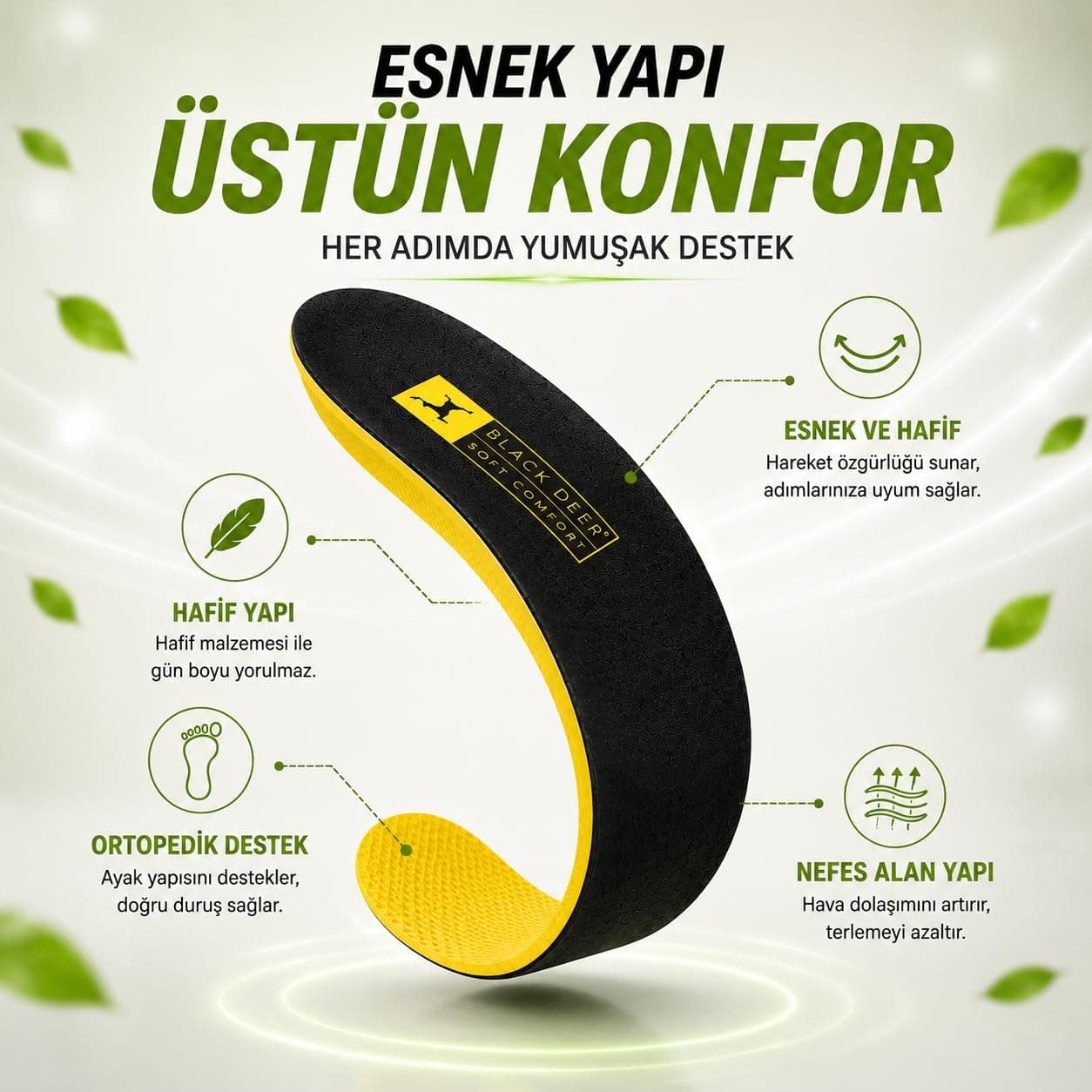 کفی کفش Black Deer با فناوری Hyper Boost Technology X15 ارگونومیک نرم مشکی-زرد سایز 43 کفی کفش Black Deer با فناوری Hyper Boost Technology X15 ارگونومیک نرم مشکی-زرد سایز 43