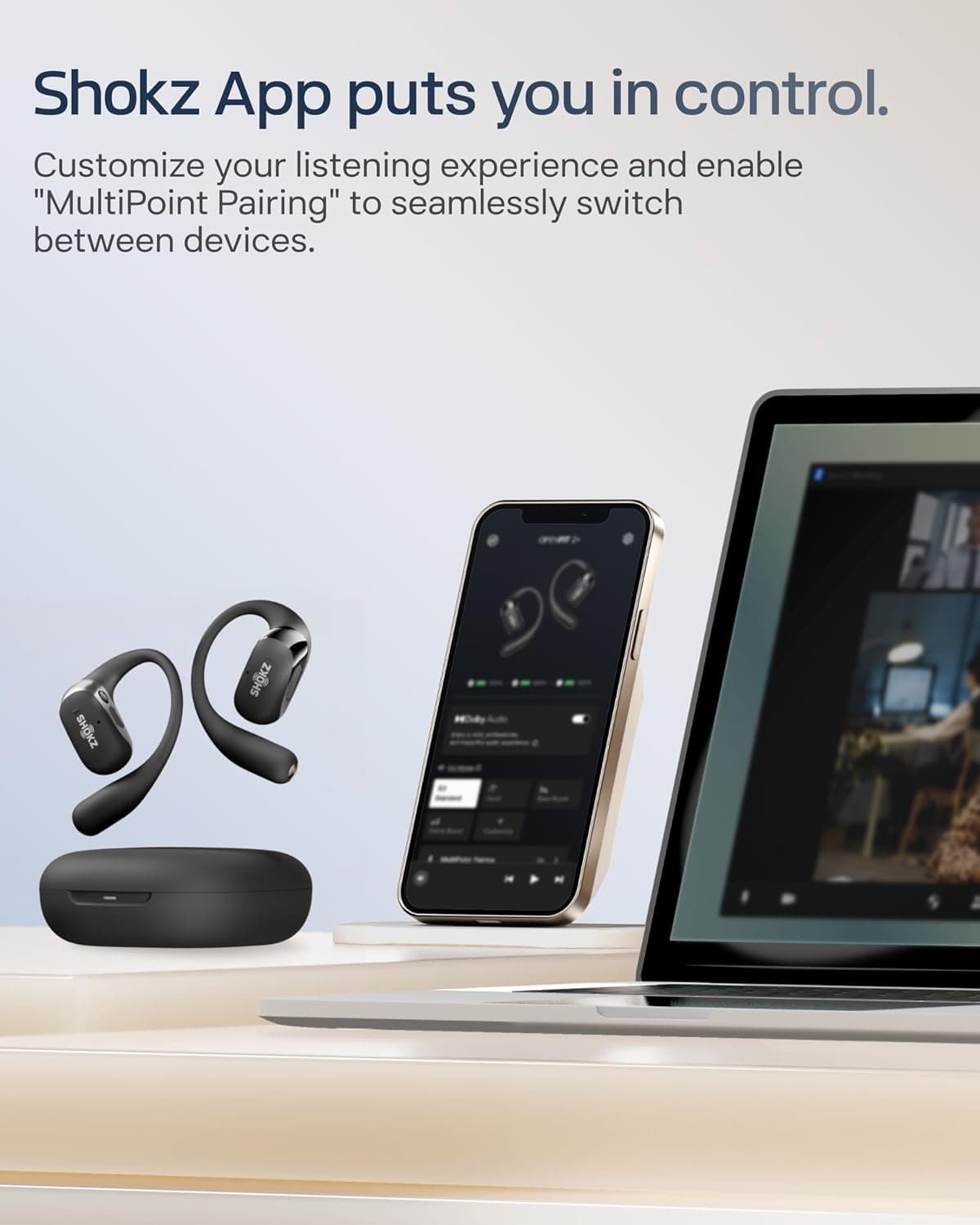 هدفون SHOKZ گوشباز مدل OpenFit 2+ مشکی هدفون SHOKZ گوشباز مدل OpenFit 2+ مشکی