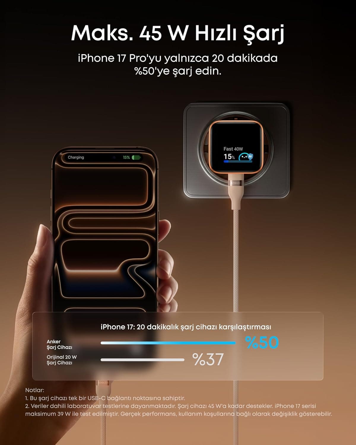 شارژر Anker Nano USB-C 45W شارژ سریع نارنجی بدون کابل مدل A121D شارژر Anker Nano USB-C 45W شارژ سریع نارنجی بدون کابل مدل A121D