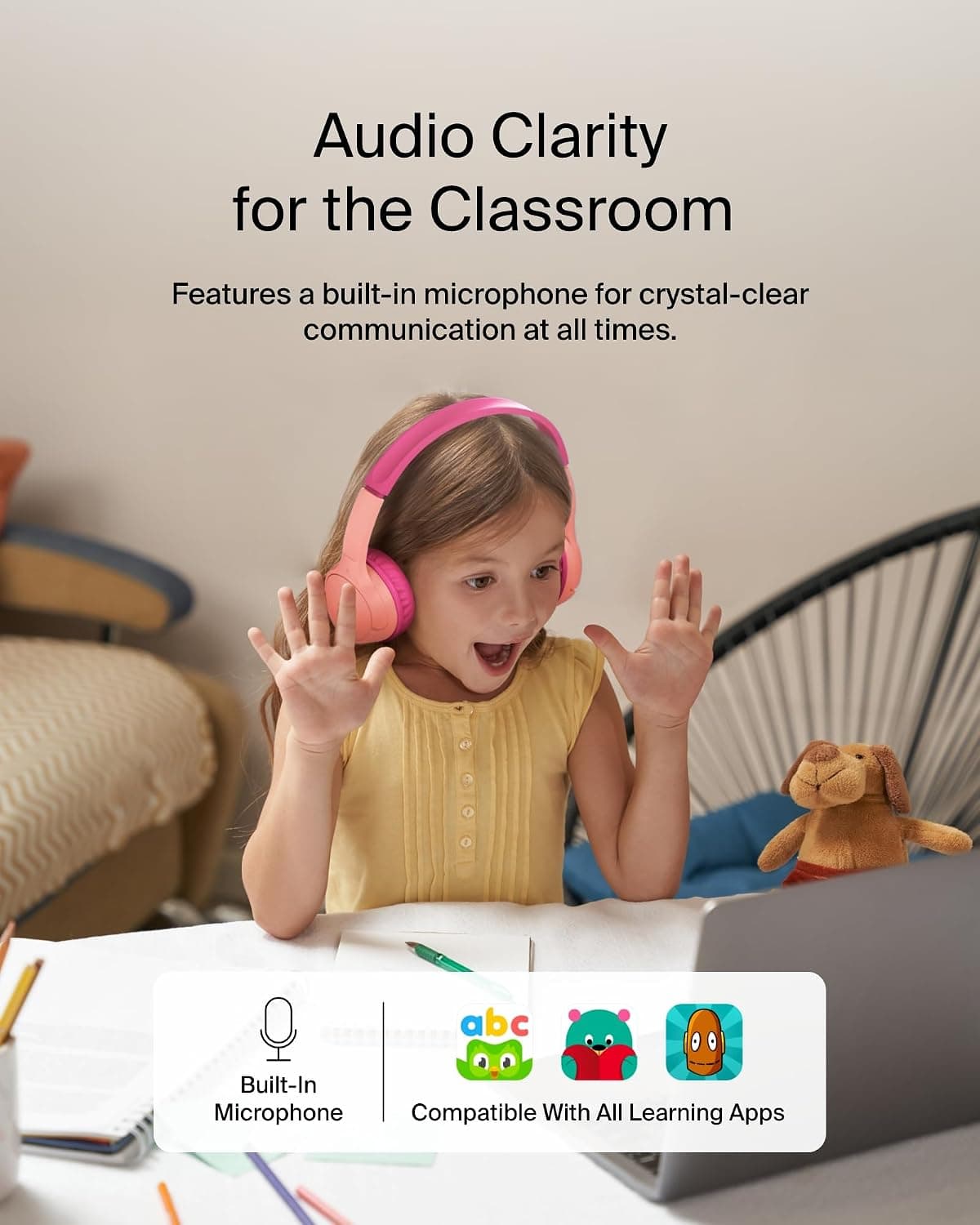 هدفون بیسیم کودکان Belkin SoundForm Mini با میکروفون صورتی هدفون بیسیم کودکان Belkin SoundForm Mini با میکروفون صورتی