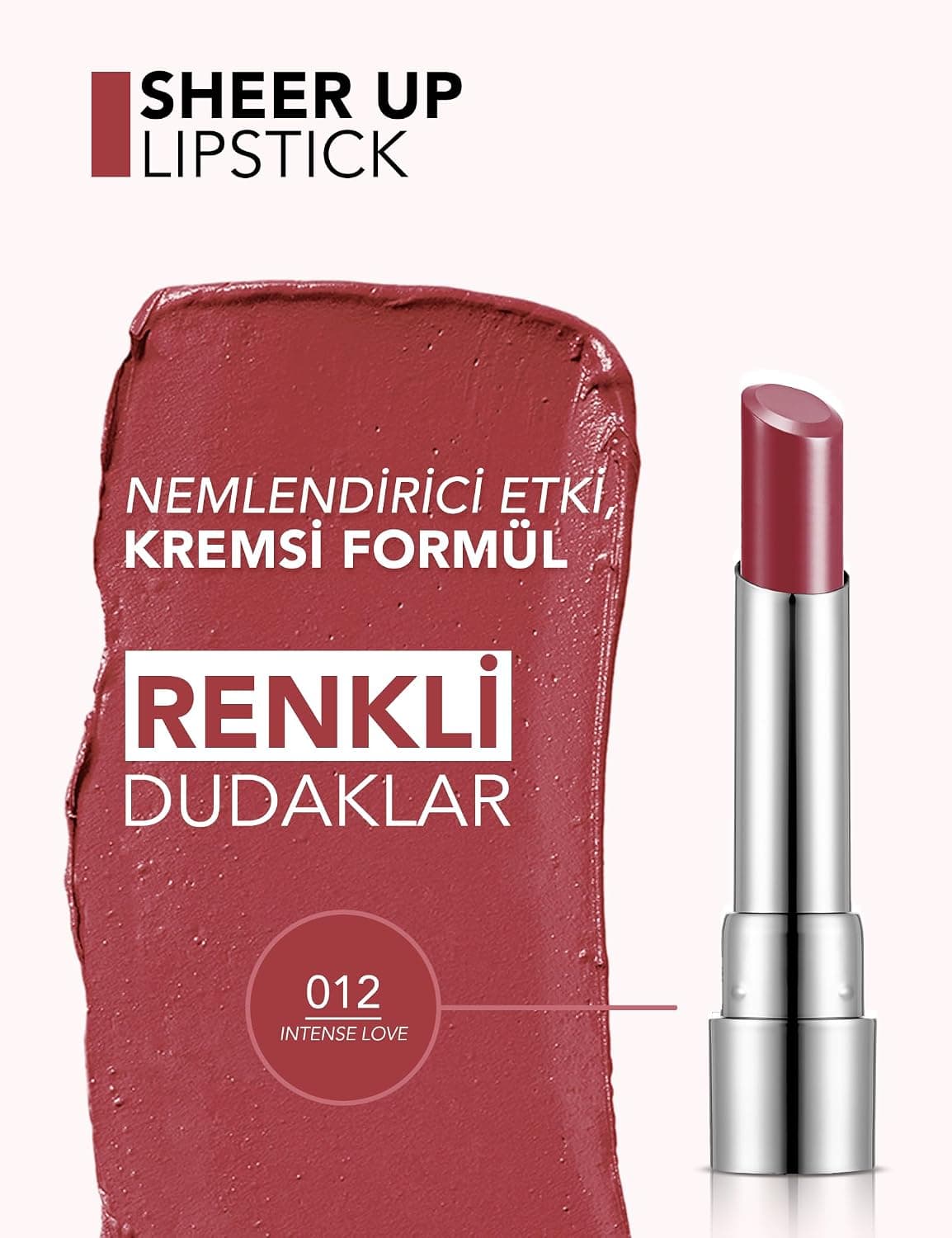 رژ لب Flormar Sheer Up مرطوبکننده نیمهشفاف با رنگ براق مدل 012 Intense Love رژ لب Flormar Sheer Up مرطوبکننده نیمهشفاف با رنگ براق مدل 012 Intense Love
