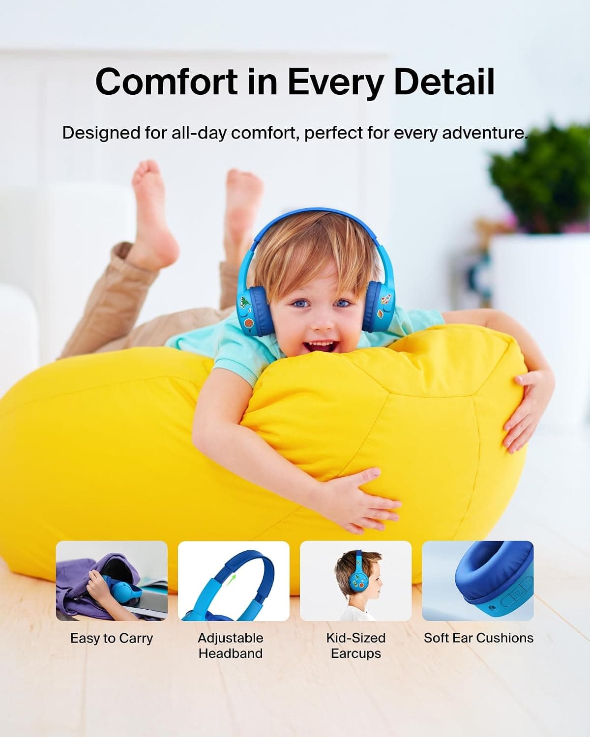 هدفون بیسیم کودکان Belkin SoundForm Mini با میکروفون داخلی آبی هدفون بیسیم کودکان Belkin SoundForm Mini با میکروفون داخلی آبی