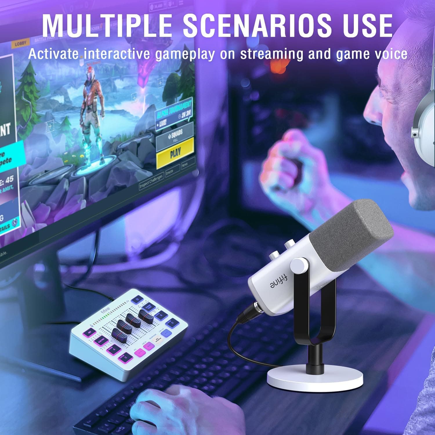 ست تجهیزات استریم FIFINE با میکروفون XLR/USB مدل AmpliGame KS5W ست تجهیزات استریم FIFINE با میکروفون XLR/USB مدل AmpliGame KS5W