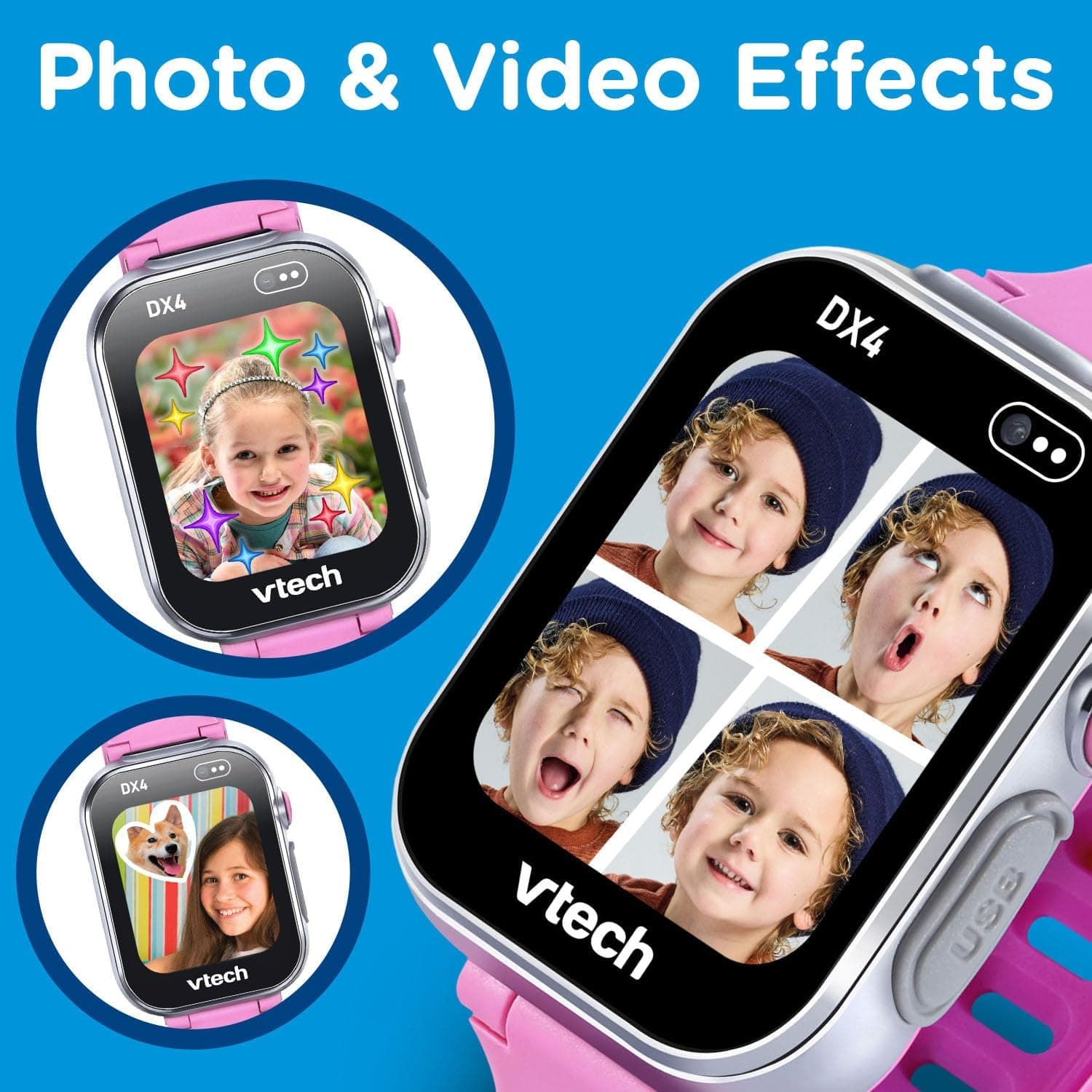 ساعت هوشمند کودک VTech صورتی مدل KidiZoom DX4 ساعت هوشمند کودک VTech صورتی مدل KidiZoom DX4