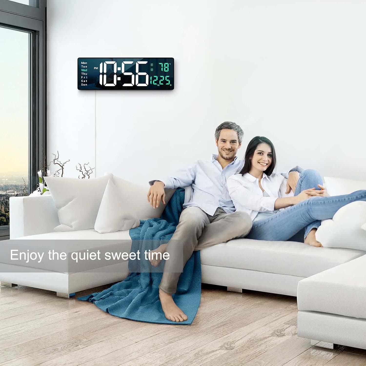 ساعت دیواری دیجیتال Abovsare 16.2 Inch با ریموت کنترل LED سبز ساعت دیواری دیجیتال Abovsare 16.2 Inch با ریموت کنترل LED سبز