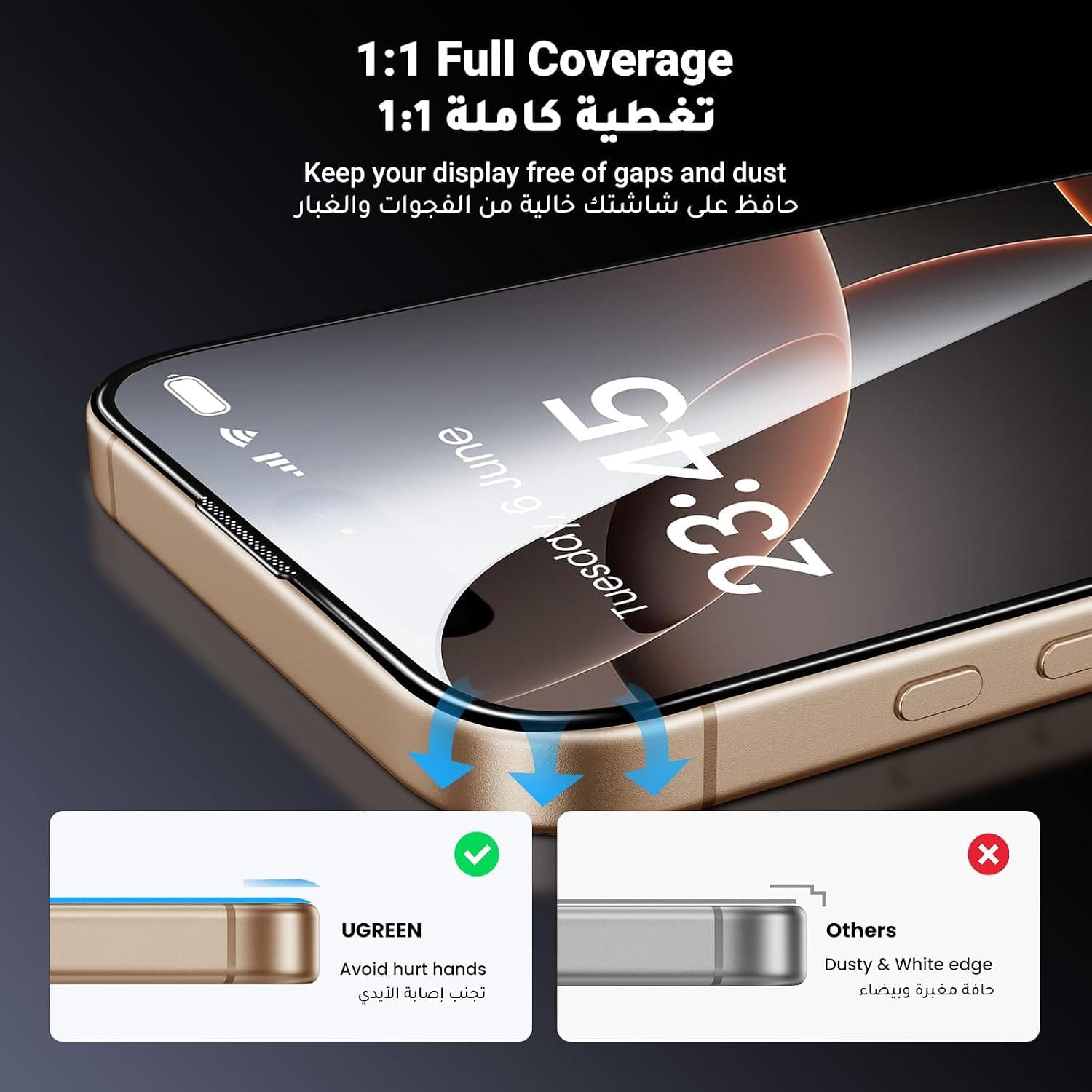 محافظ صفحه نمایش UGREEN iPhone 16 Pro Max نصب خودتراز 2 عددی محافظ صفحه نمایش UGREEN iPhone 16 Pro Max نصب خودتراز 2 عددی