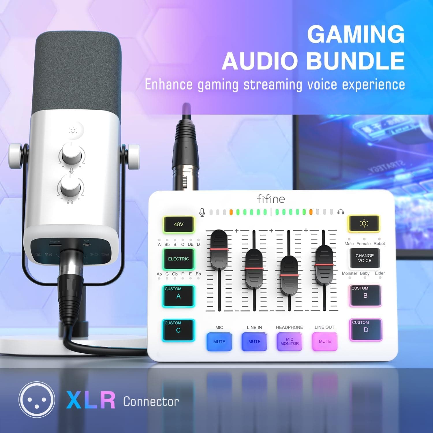 ست تجهیزات استریم FIFINE با میکروفون XLR/USB مدل AmpliGame KS5W ست تجهیزات استریم FIFINE با میکروفون XLR/USB مدل AmpliGame KS5W