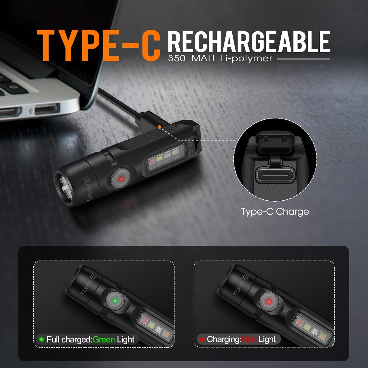 چراغقوه جاکلیدی TUNENGE مدل S15Pro، 750 لومن، شارژی USB C با گیره و آهنربا، مشکی چراغقوه جاکلیدی TUNENGE مدل S15Pro، 750 لومن، شارژی USB C با گیره و آهنربا، مشکی