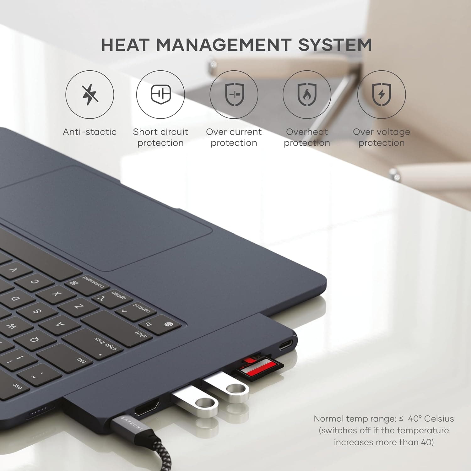 هاب 7-in-1 USB-C برند SATECHI سری Pro Slim رنگ نیمهشب هاب 7-in-1 USB-C برند SATECHI سری Pro Slim رنگ نیمهشب