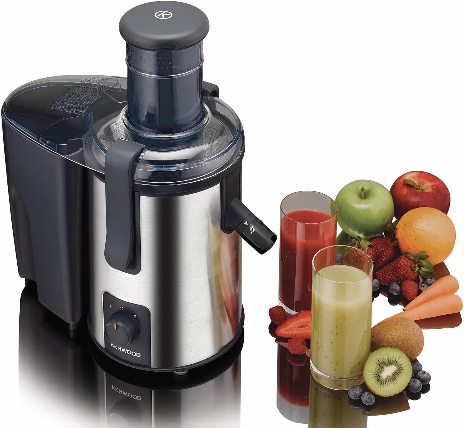 آبمیوهگیری Kenwood 700W استیل با لوله ورودی 75mm مدل JEM50.000BS نقرهای مشکی آبمیوهگیری Kenwood 700W استیل با لوله ورودی 75mm مدل JEM50.000BS نقرهای مشکی
