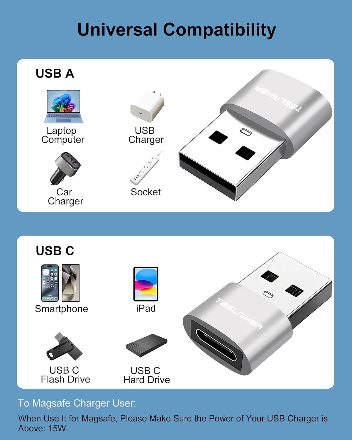 آداپتور Teslniher تبدیل Type C ماده به USB نر بسته 4 تایی آداپتور Teslniher تبدیل Type C ماده به USB نر بسته 4 تایی