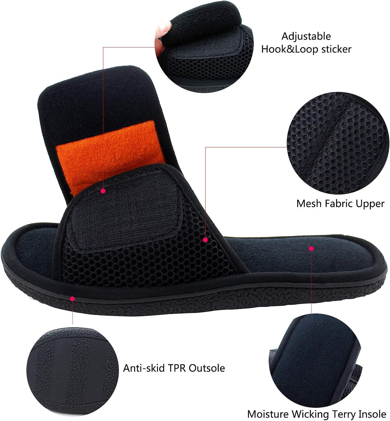 دمپایی خانگی مردانه WALKFUN قابل تنظیم پنجه باز با کفی حافظهدار دمپایی خانگی مردانه WALKFUN قابل تنظیم پنجه باز با کفی حافظهدار