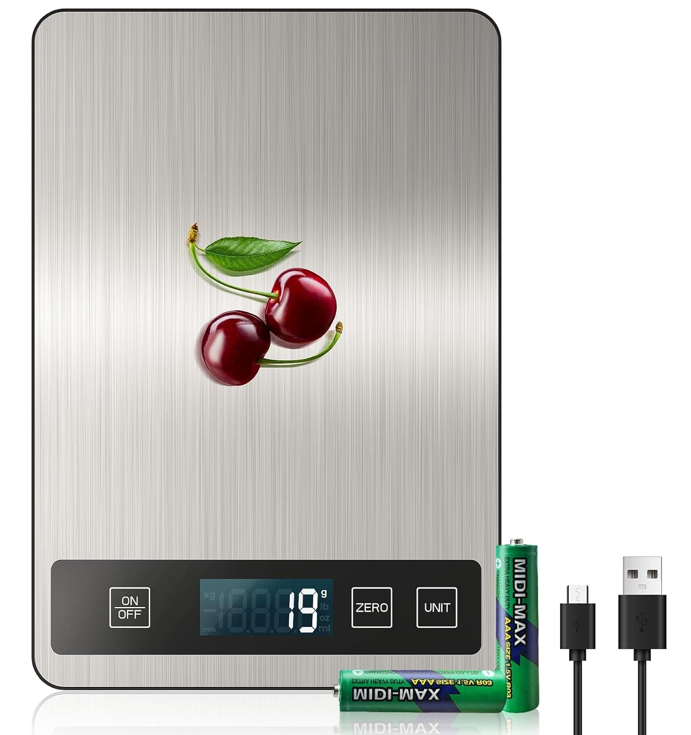 ترازوی آشپزخانه دیجیتال izeyu استیل ضدزنگ شارژی USB با ظرفیت 15KG/33 lb مدل A ترازوی آشپزخانه دیجیتال izeyu استیل ضدزنگ شارژی USB با ظرفیت 15KG/33 lb مدل A