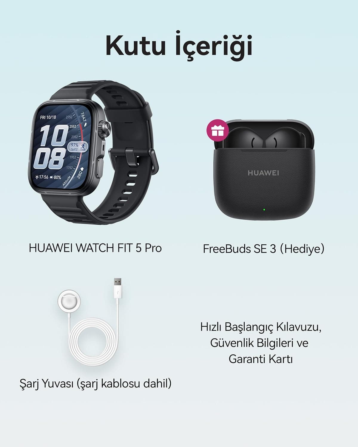ساعت هوشمند HUAWEI مدل WATCH FIT 5 Pro بههمراه FreeBuds SE 3 مشکی ساعت هوشمند HUAWEI مدل WATCH FIT 5 Pro بههمراه FreeBuds SE 3 مشکی
