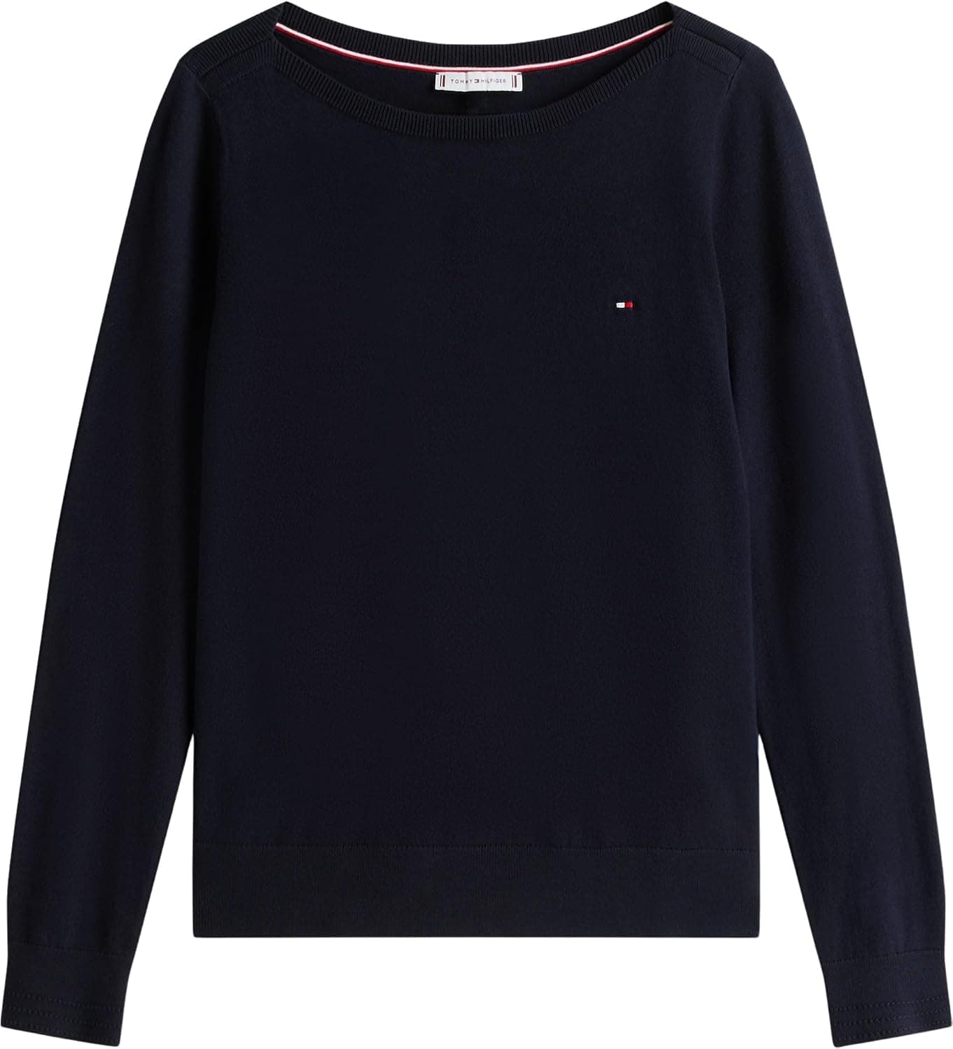 پلیور زنانه Tommy Hilfiger نخی بافت جرسی یقه قایقی پلیور زنانه Tommy Hilfiger نخی بافت جرسی یقه قایقی
