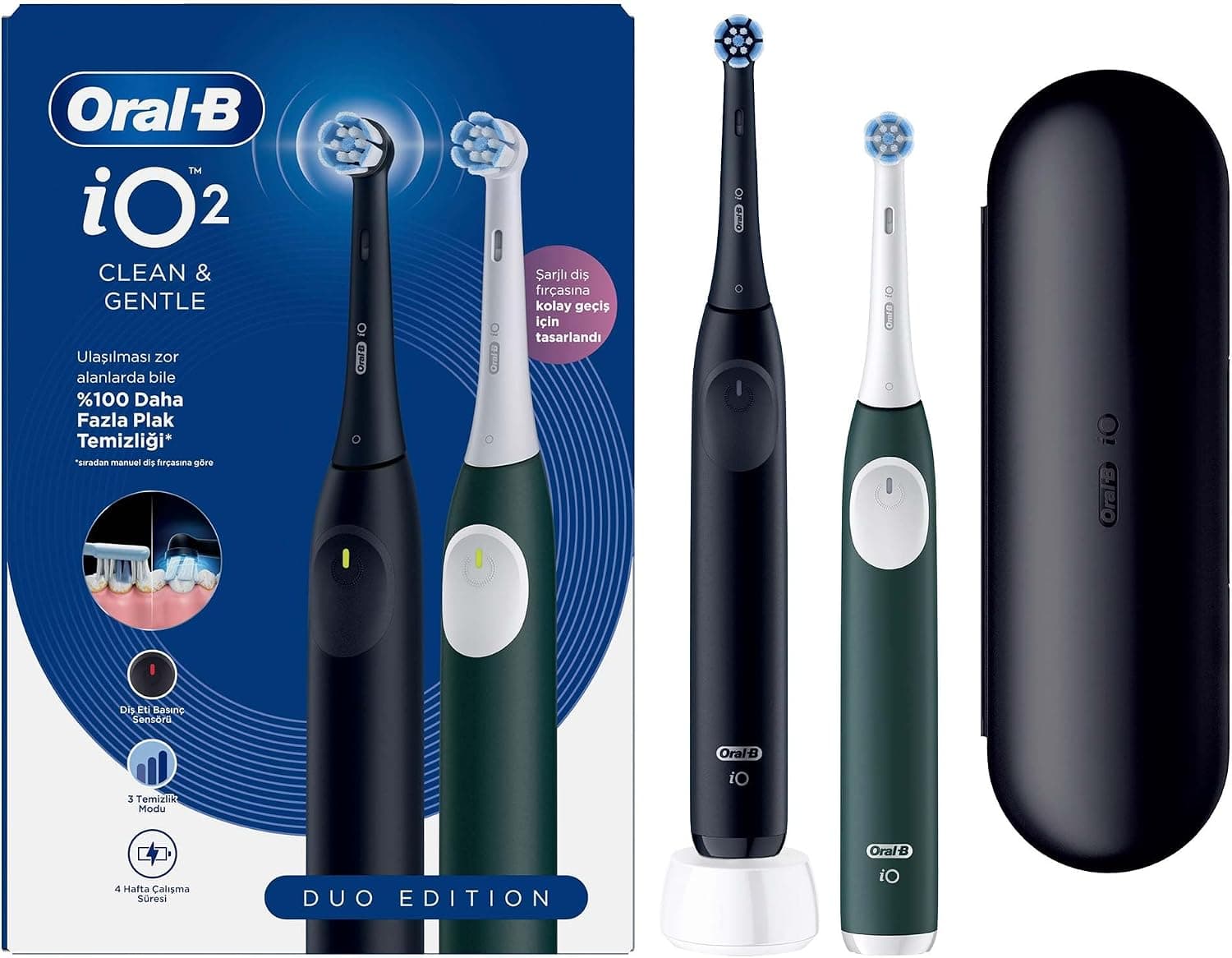 مسواک برقی Oral-B 2تایی مشکی و سبز جنگلی با 2 سری و کیف سفر مسواک برقی Oral-B 2تایی مشکی و سبز جنگلی با 2 سری و کیف سفر