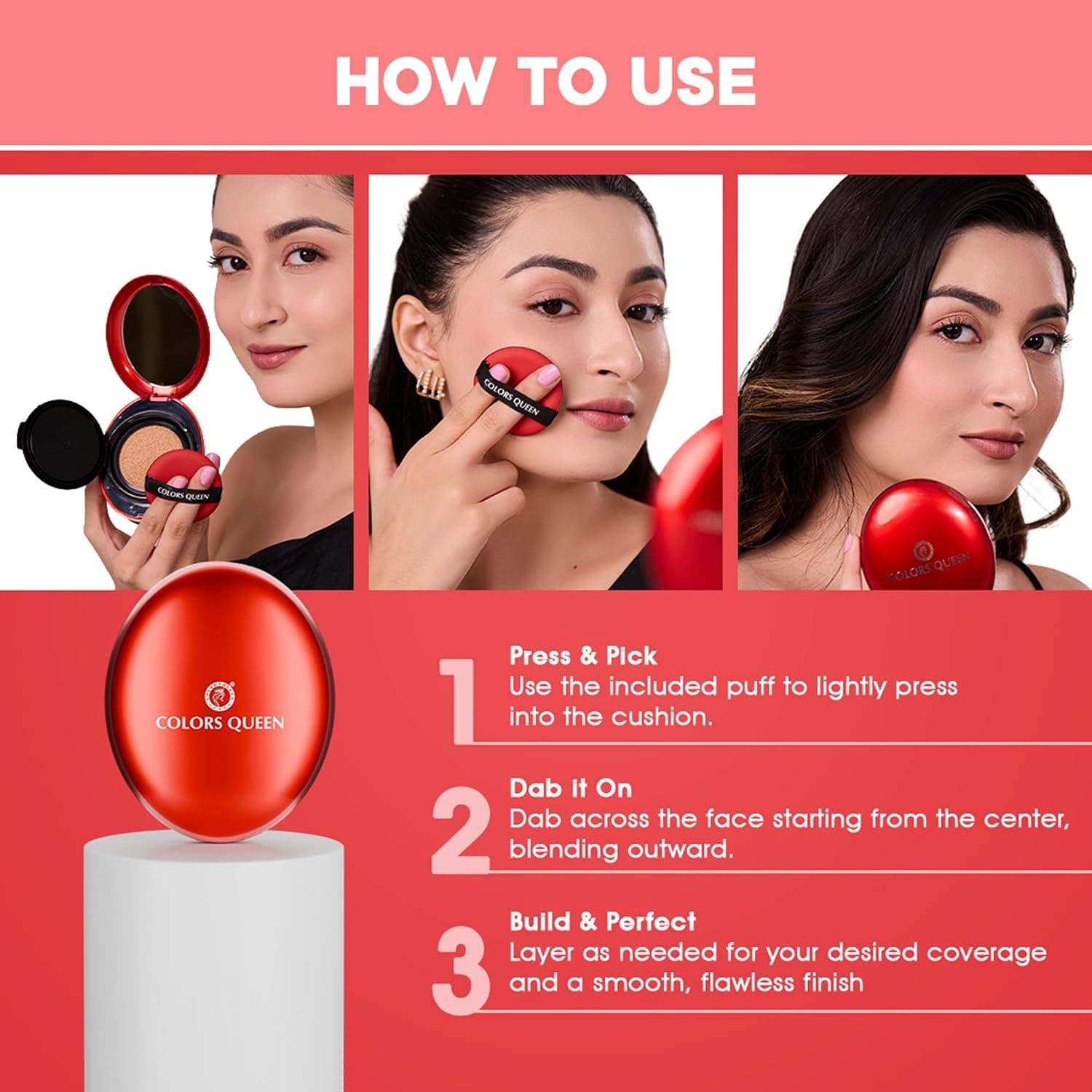کوشن فاندیشن Colors Queen پوشش کامل فینیش ساتن مدل 02 بژ طبیعی کوشن فاندیشن Colors Queen پوشش کامل فینیش ساتن مدل 02 بژ طبیعی