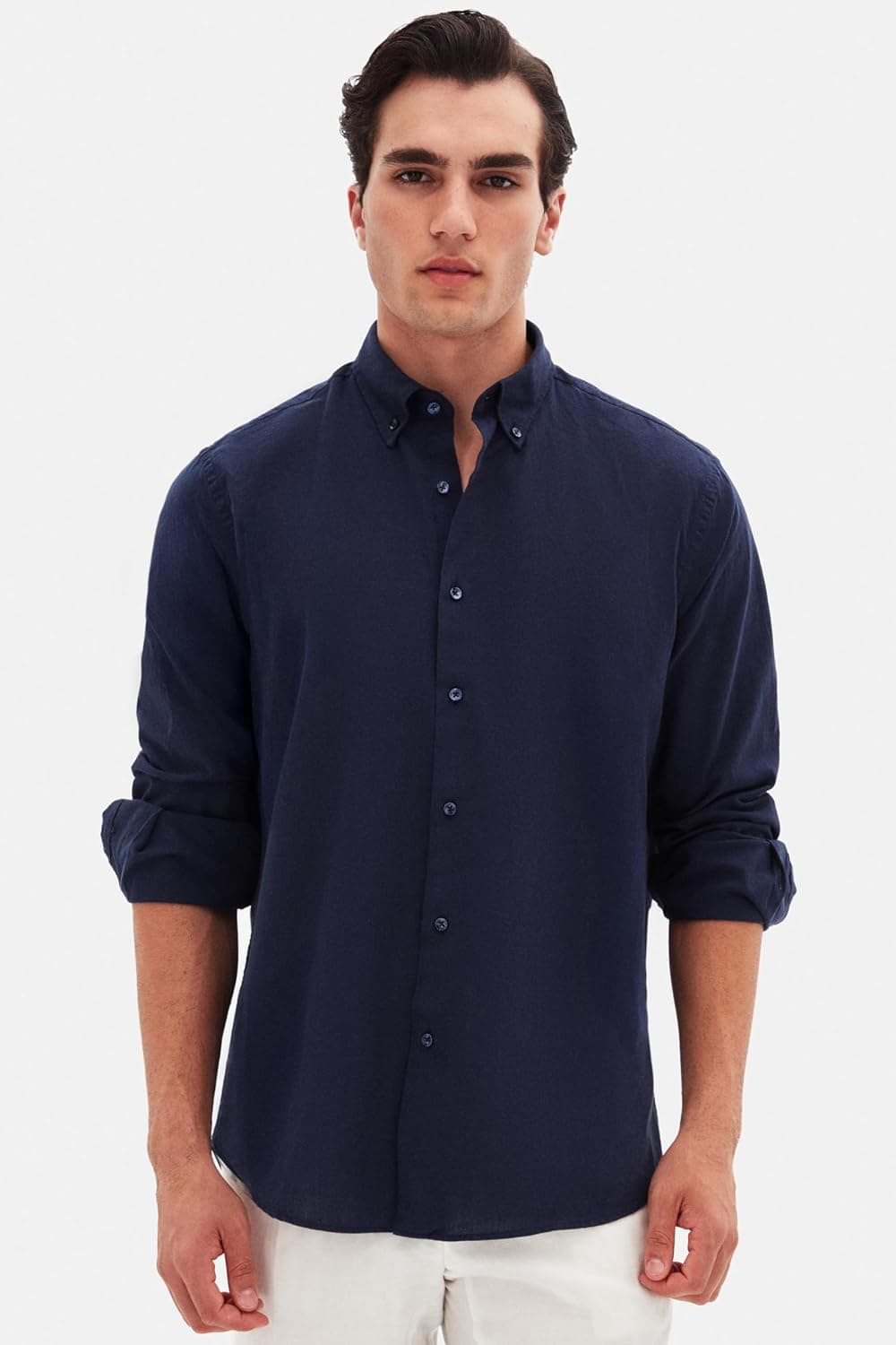پیراهن مردانه D'S Damat Comfort نارنجی روشن یقه دکمهدار ظاهر کتانی %100 پنبه پیراهن مردانه D'S Damat Comfort نارنجی روشن یقه دکمهدار ظاهر کتانی %100 پنبه