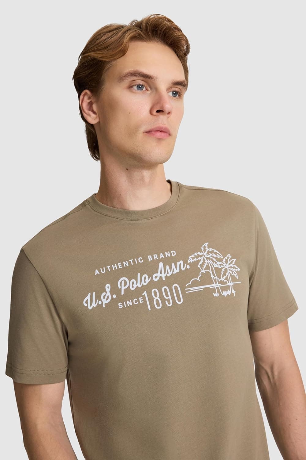 تیشرت مردانه U.S. POLO ASSN. خاکی مدل 50327202-VR027 تیشرت مردانه U.S. POLO ASSN. خاکی مدل 50327202-VR027