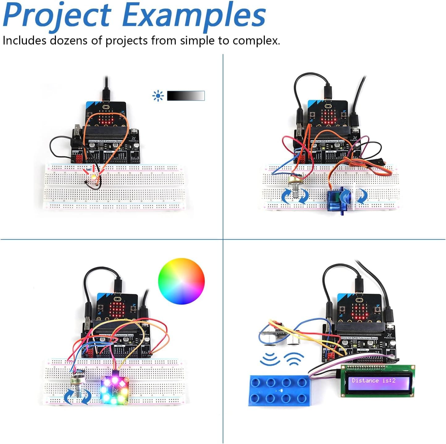 کیت شروع FREENOVE برای BBC Micro:bit با V2، 225 قطعه، 44 پروژه و کد Python کیت شروع FREENOVE برای BBC Micro:bit با V2، 225 قطعه، 44 پروژه و کد Python