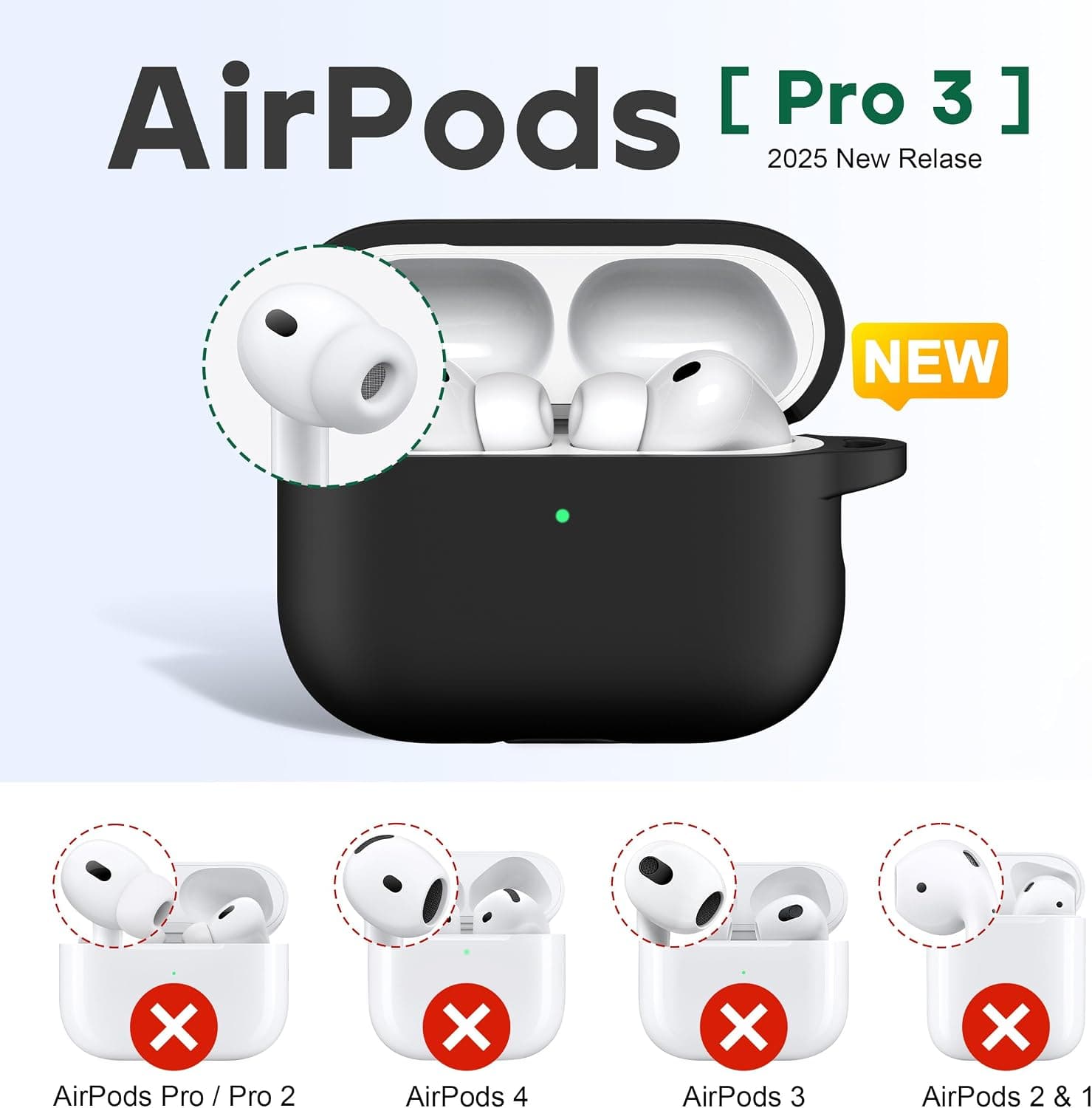 قاب R-fun سیلیکونی نرم مدل AirPods Pro 3 مشکی قاب R-fun سیلیکونی نرم مدل AirPods Pro 3 مشکی