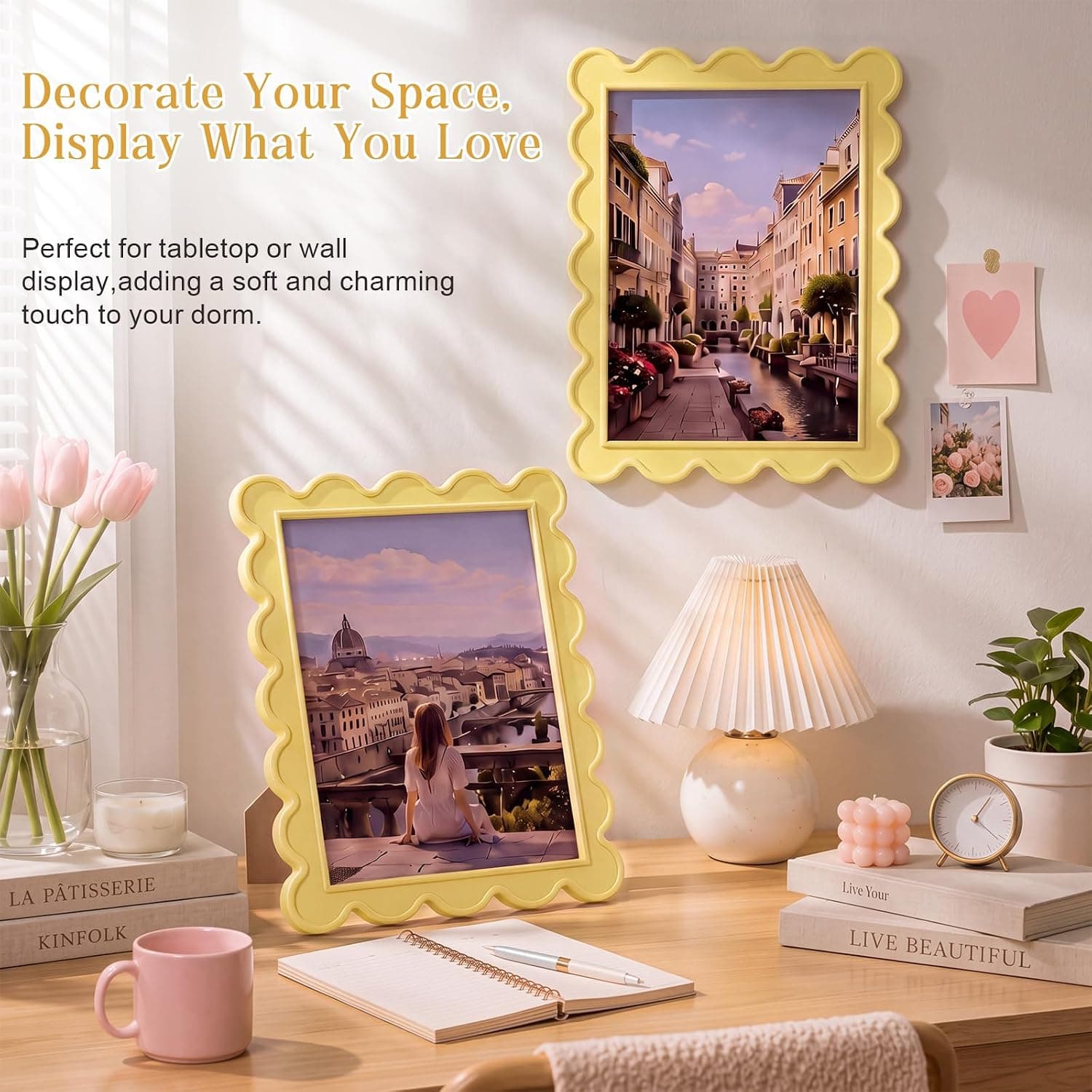 قاب عکس AceOrbit گلدار زرد روشن لبه موجی 8x10 inches قاب عکس AceOrbit گلدار زرد روشن لبه موجی 8x10 inches