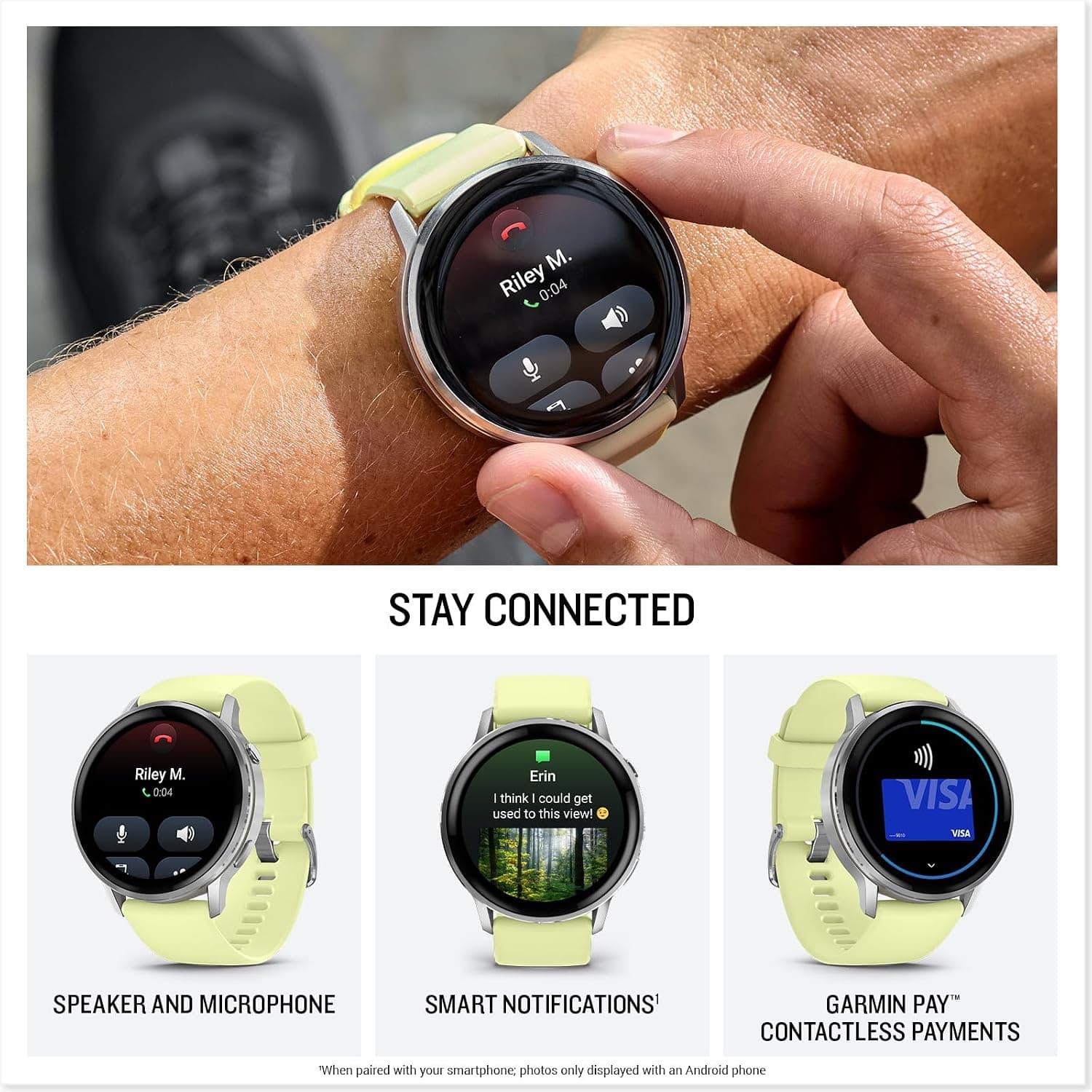 ساعت هوشمند Garmin با بند سیلیکونی نقرهای و زرد مدل Venu 4-45 mm ساعت هوشمند Garmin با بند سیلیکونی نقرهای و زرد مدل Venu 4-45 mm