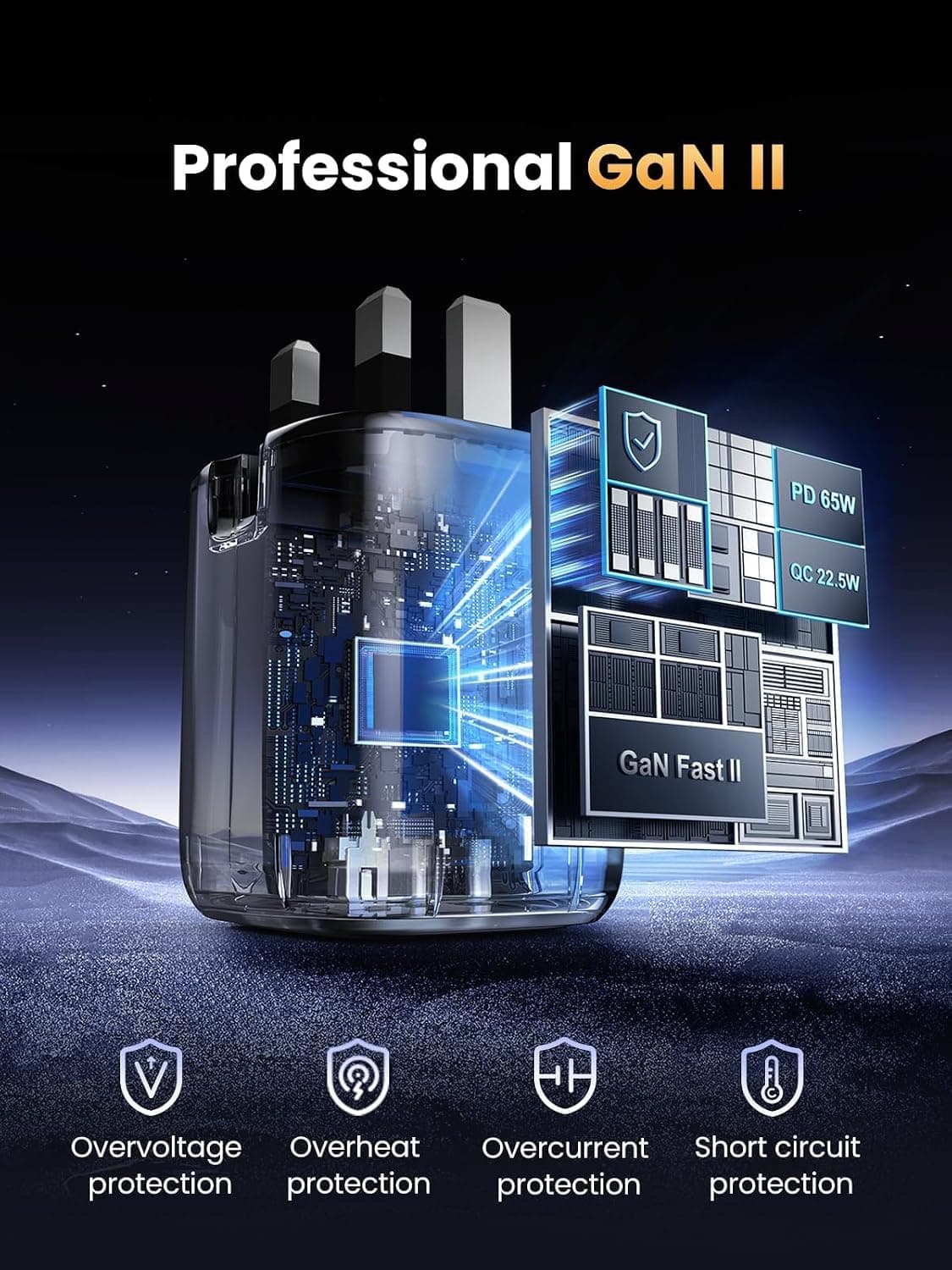 شارژر دیواری سهپورت Type C UGREEN تاشو با توان 65W و فناوری GaN مدل Nexode شارژر دیواری سهپورت Type C UGREEN تاشو با توان 65W و فناوری GaN مدل Nexode