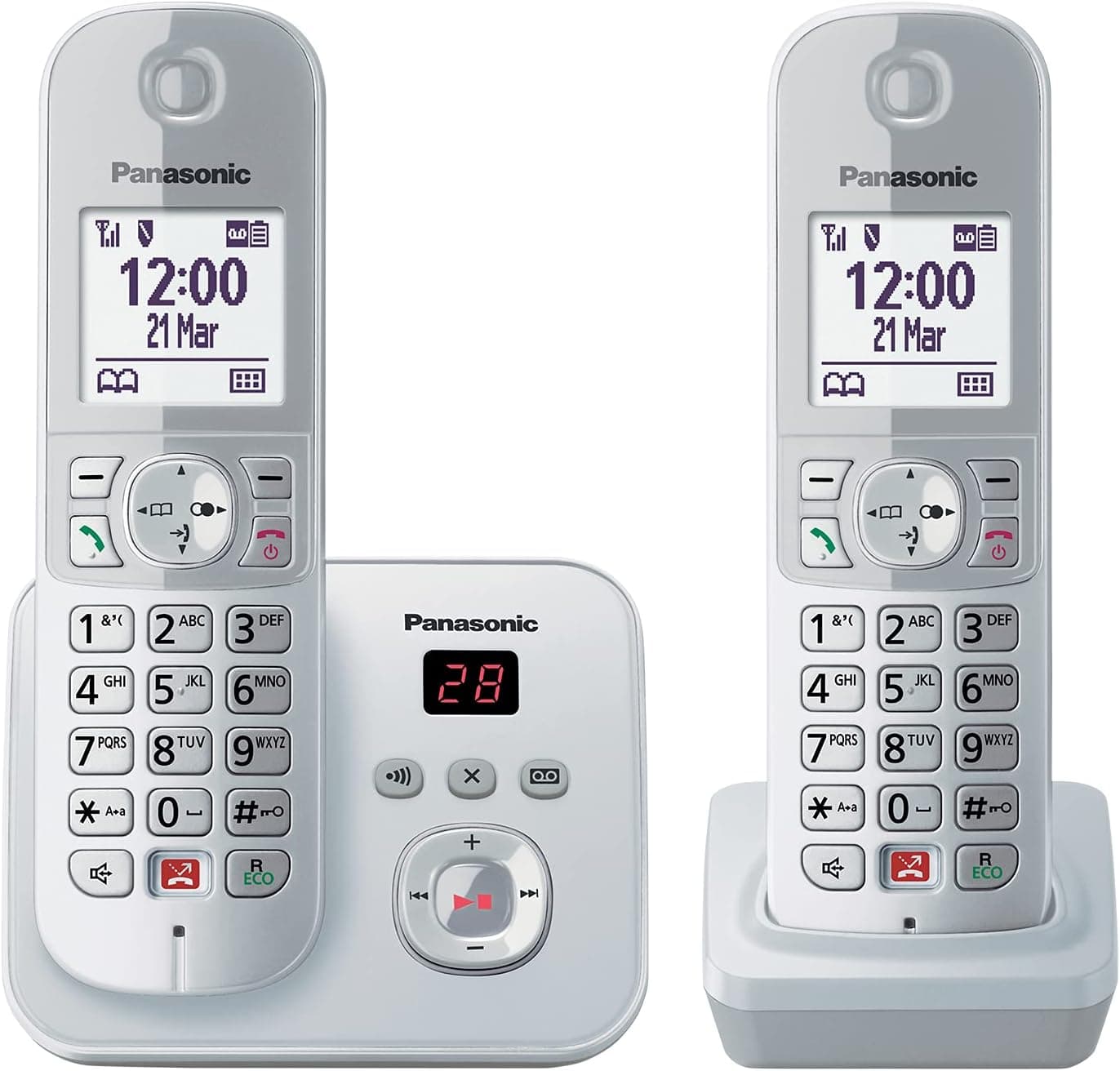 تلفن بیسیم Panasonic با دو گوشی مدل KX-TG6862GS رنگ مرواریدی تلفن بیسیم Panasonic با دو گوشی مدل KX-TG6862GS رنگ مرواریدی
