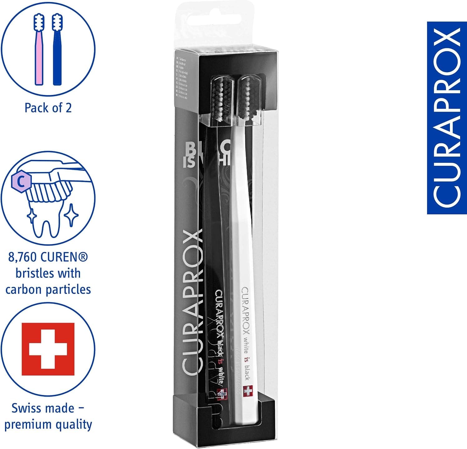 مسواک دوتایی Curaprox Black is White فوقالعاده نرم مشکی و سفید مسواک دوتایی Curaprox Black is White فوقالعاده نرم مشکی و سفید