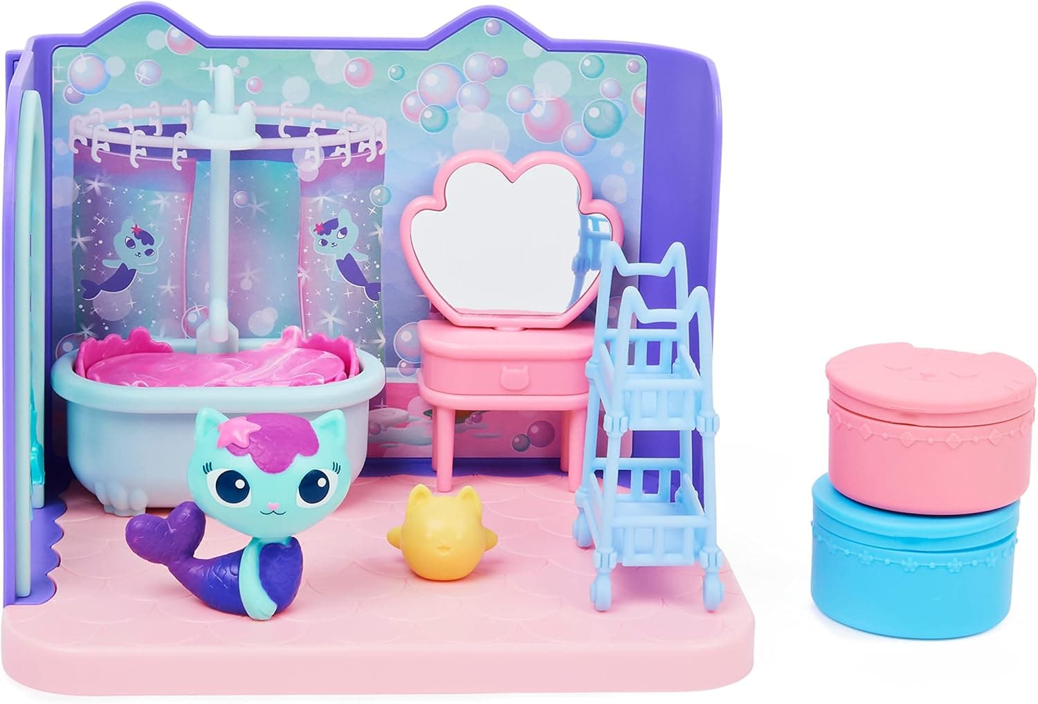 ست حمام اسباببازی کودکان DREAMWORKS GABBY'S DOLLHOUSE با فیگور MerCat، 3 لوازم جانبی، 3 مبلمان و 2 بسته تحویلی، چندرنگ ست حمام اسباببازی کودکان DREAMWORKS GABBY'S DOLLHOUSE با فیگور MerCat، 3 لوازم جانبی، 3 مبلمان و 2 بسته تحویلی، چندرنگ