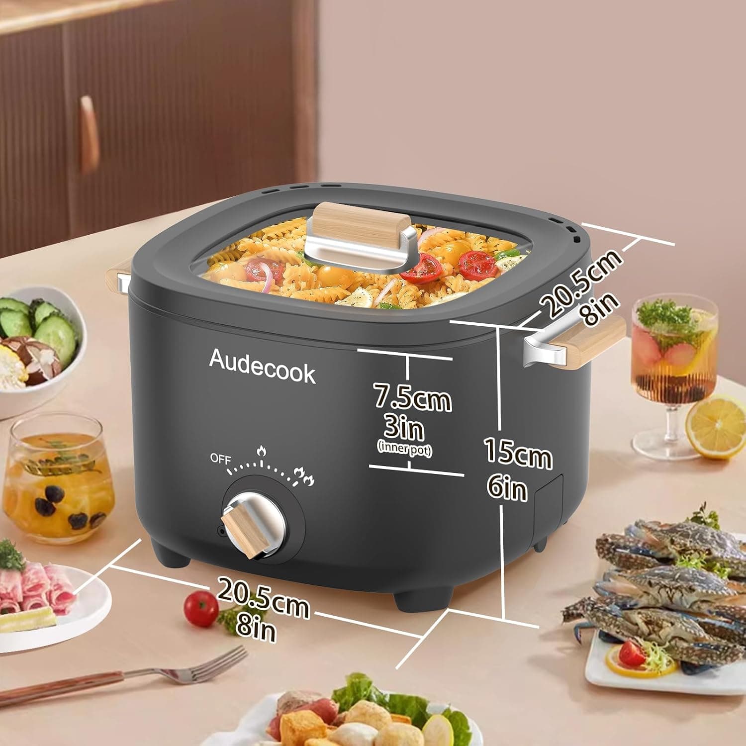 هات پات برقی قابل حمل Audecook 2.5L با پوشش نچسب مشکی هات پات برقی قابل حمل Audecook 2.5L با پوشش نچسب مشکی